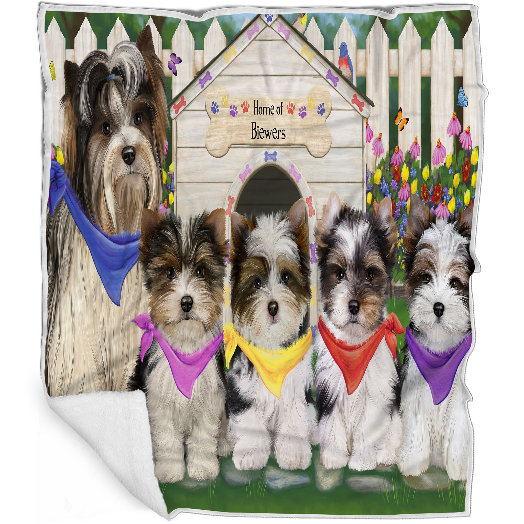 Biewer Terrier Dog Blanket Personalized Throw Woven Fleece Sherpa Designs NWT