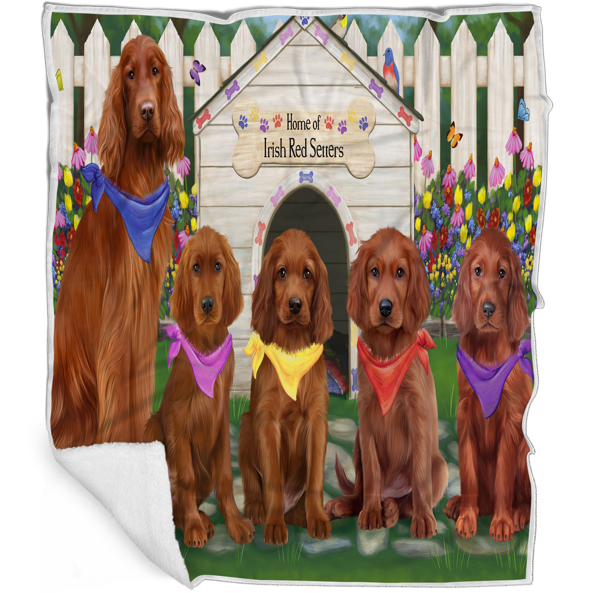 Irish Setter Dog Blanket Personalized Throw Woven Fleece Sherpa Many Designs NWT - Picture 26 of 32