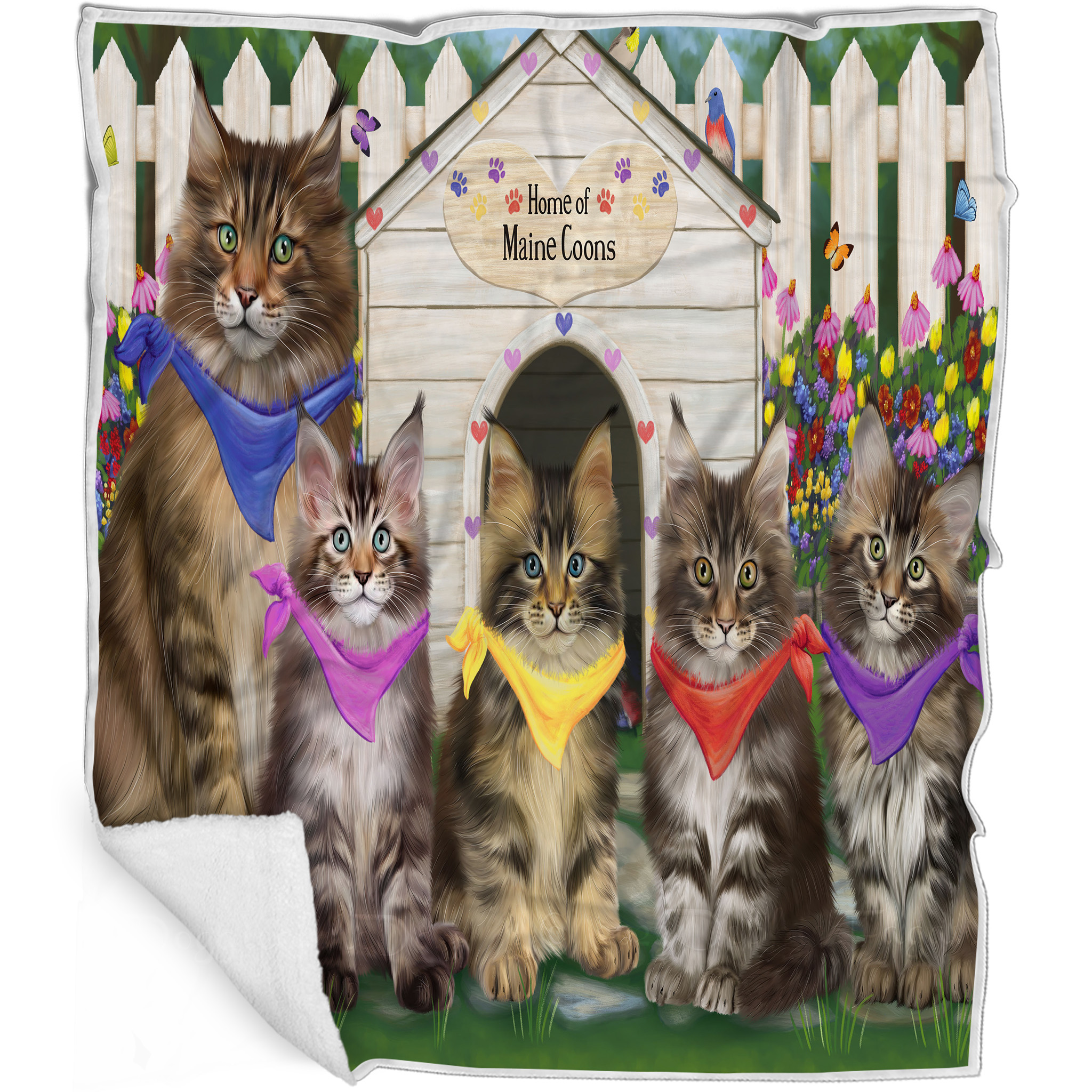 Maine Coon Cat Blanket Personalized Throw Woven Fleece Sherpa Many Designs NWT - Picture 25 of 31