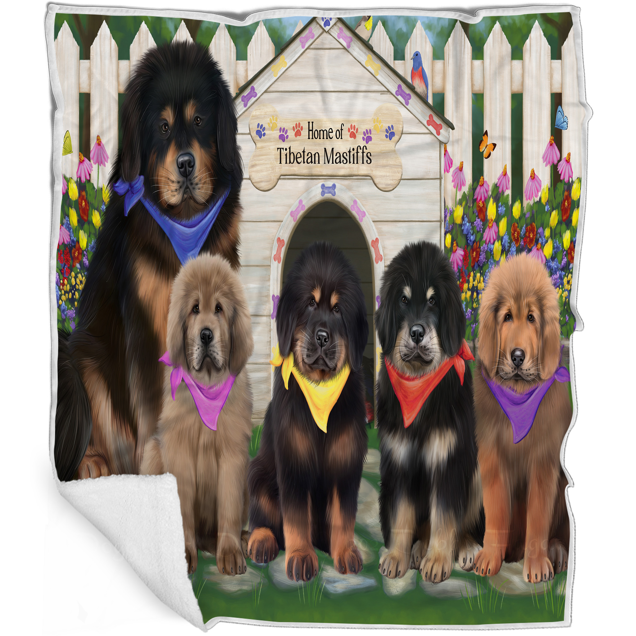 Tibetan Mastiff Dog Blanket Personalized Throw Woven Fleece Sherpa Designs NWT - Picture 18 of 19