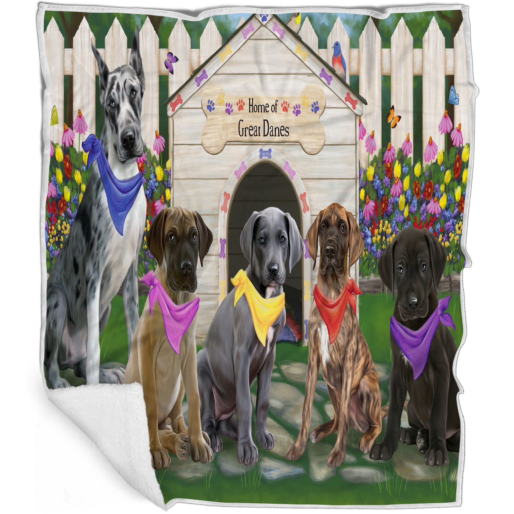 Great Dane Dog Blanket Personalized Throw Woven Fleece Sherpa Many Designs NWT - Picture 27 of 33