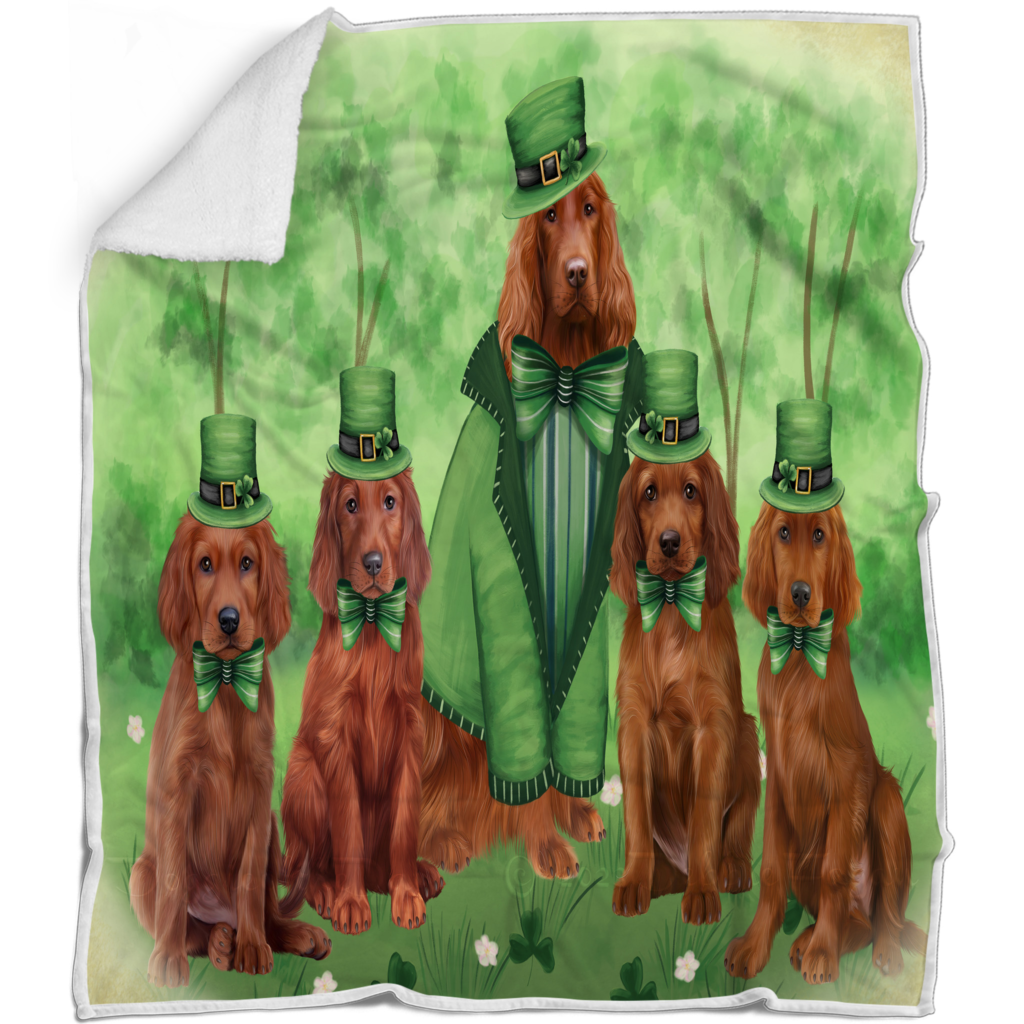 Irish Setter Dog Blanket Personalized Throw Woven Fleece Sherpa Many Designs NWT - Picture 17 of 32