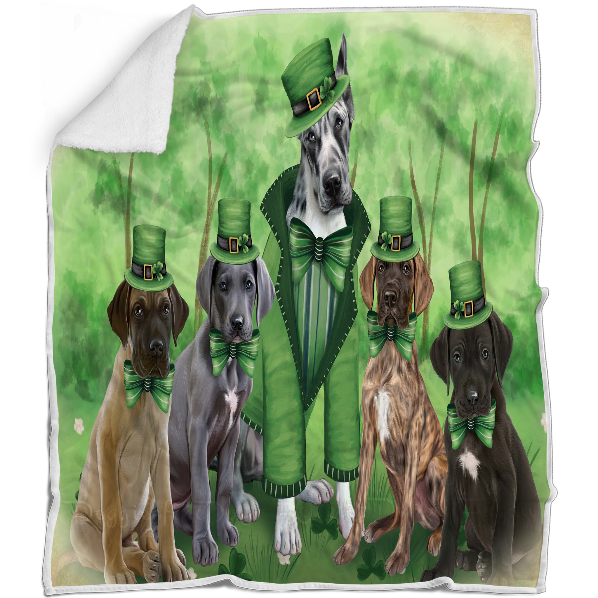 Great Dane Dog Blanket Personalized Throw Woven Fleece Sherpa Many Designs NWT - Picture 17 of 33