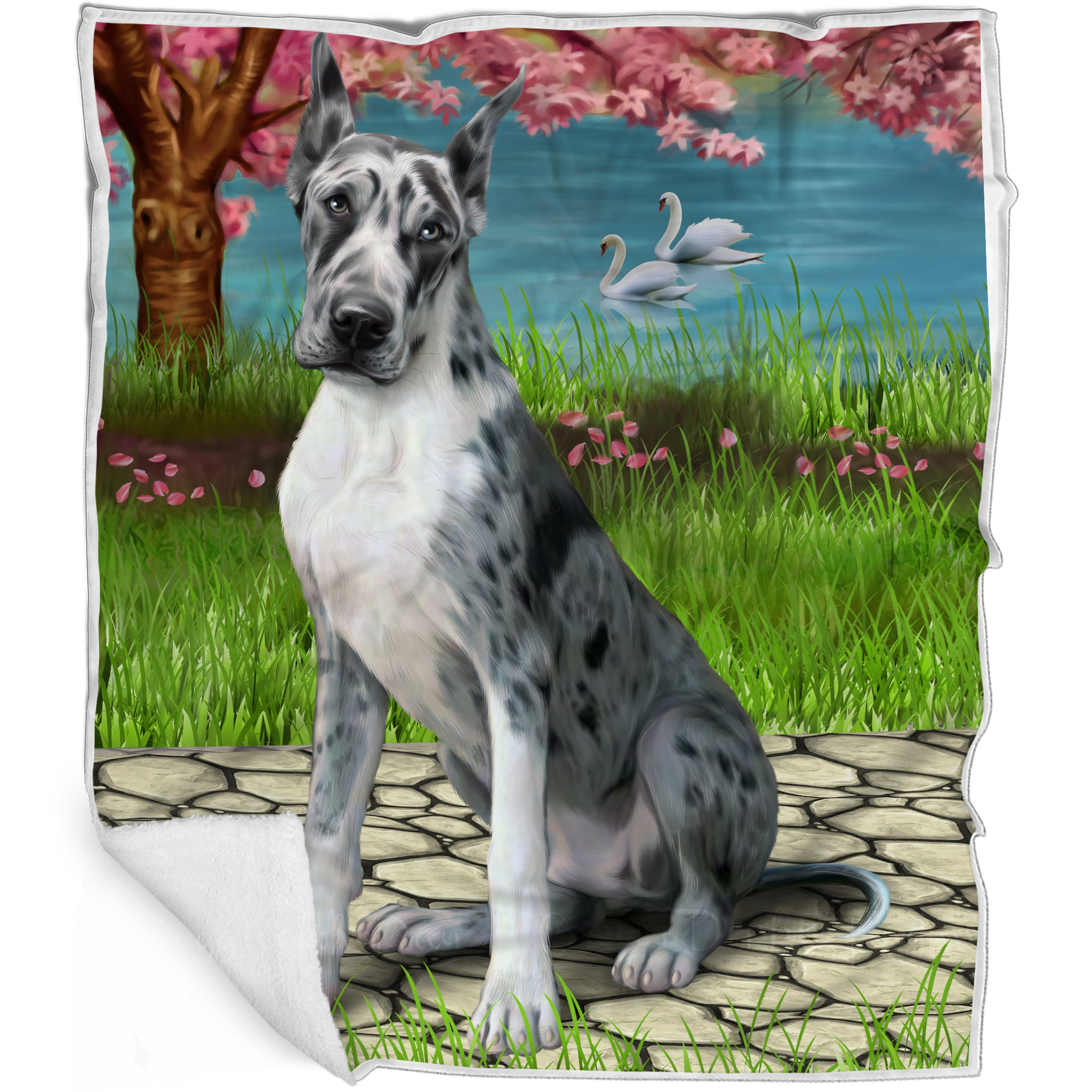 Great Dane Dog Blanket Personalized Throw Woven Fleece Sherpa Many Designs NWT - Picture 33 of 33