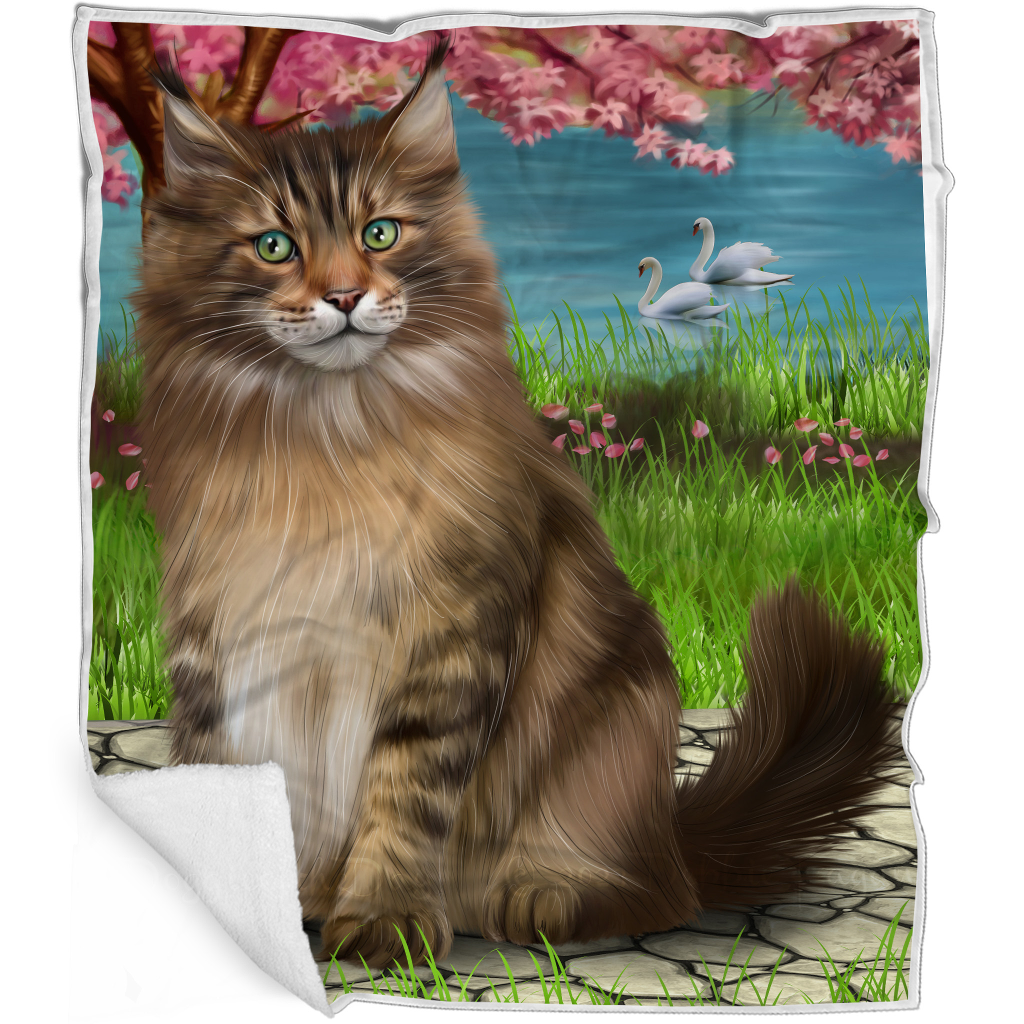 Maine Coon Cat Blanket Personalized Throw Woven Fleece Sherpa Many Designs NWT - Picture 31 of 31