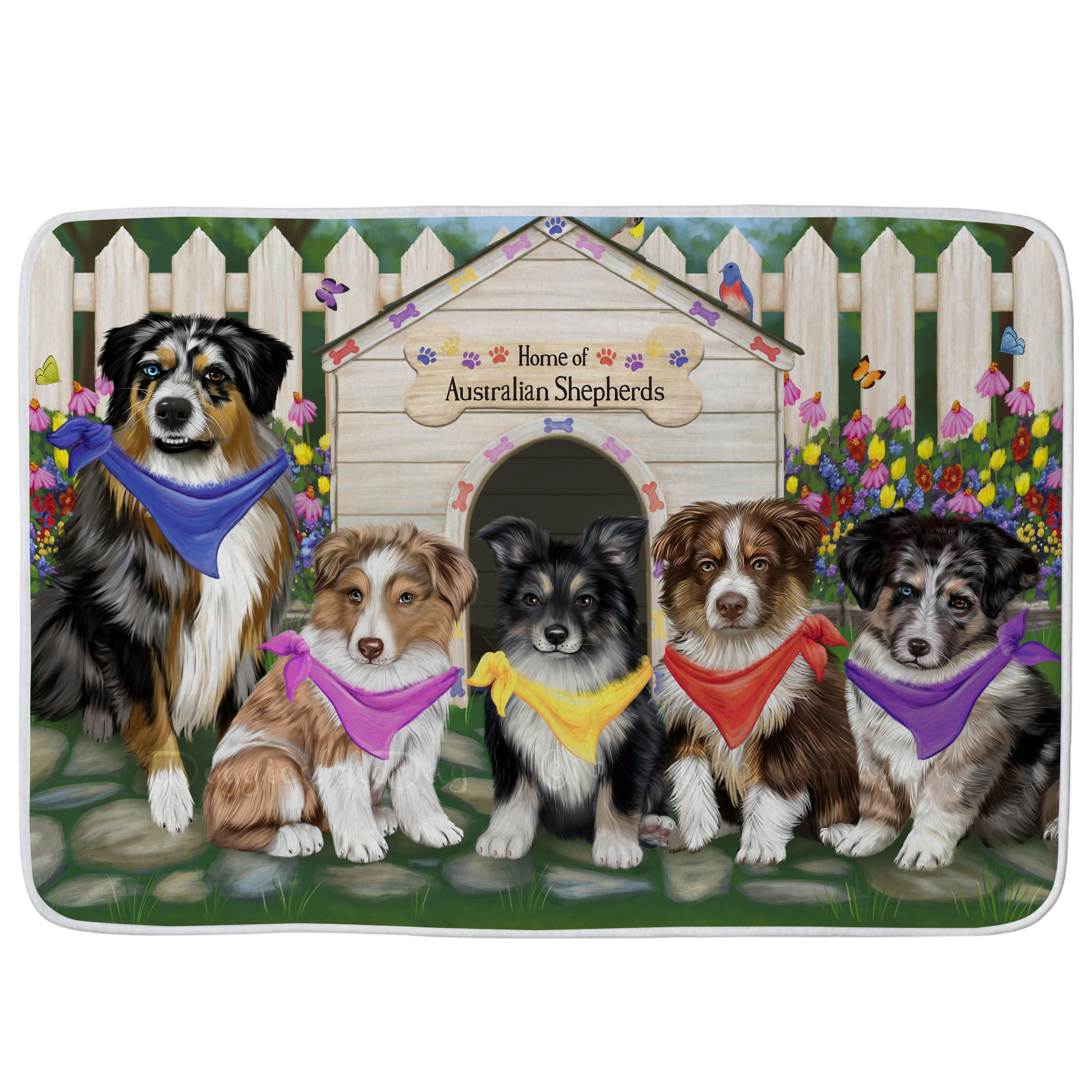 Australian Shepherd Dog Bath Mat Anti-Slip Pet Personalized