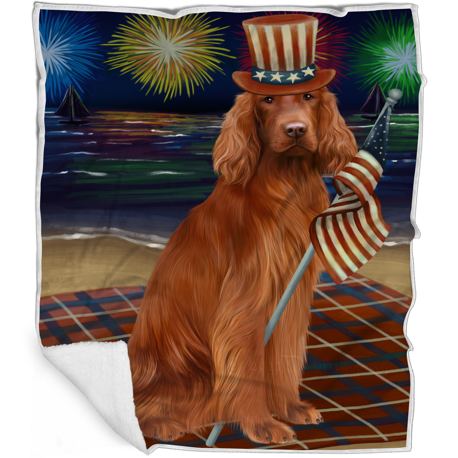 Irish Setter Dog Blanket Personalized Throw Woven Fleece Sherpa Many Designs NWT - Picture 14 of 32