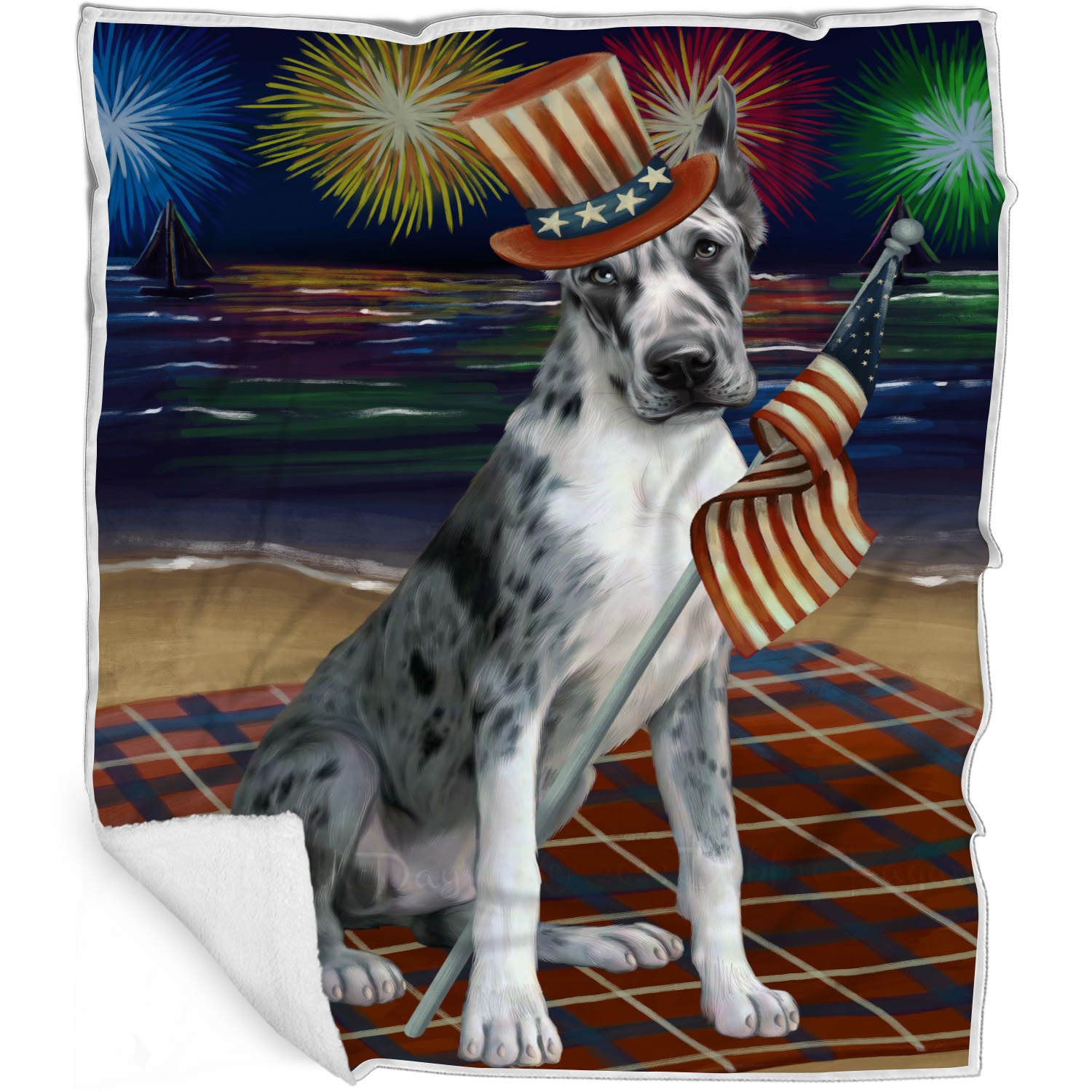 Great Dane Dog Blanket Personalized Throw Woven Fleece Sherpa Many Designs NWT - Picture 14 of 33