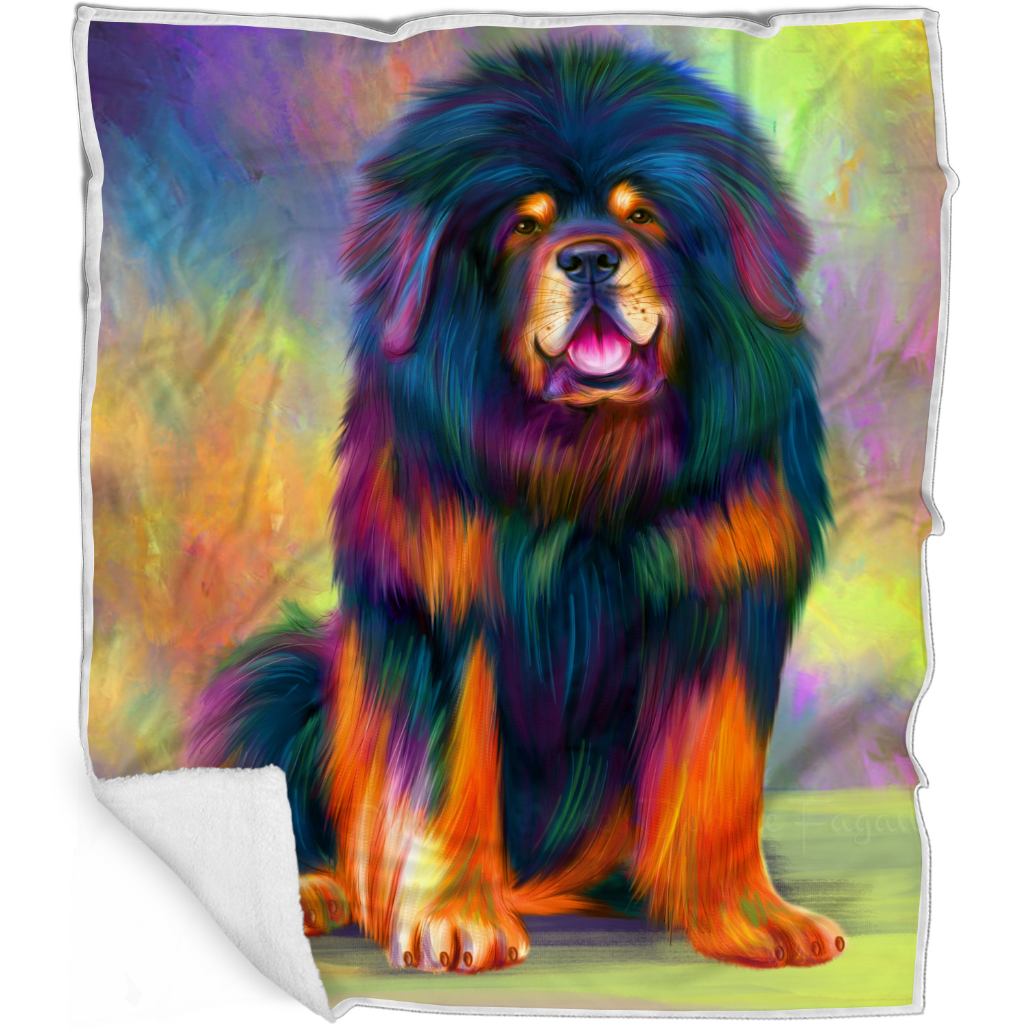 Tibetan Mastiff Dog Blanket Personalized Throw Woven Fleece Sherpa Designs NWT - Picture 17 of 19