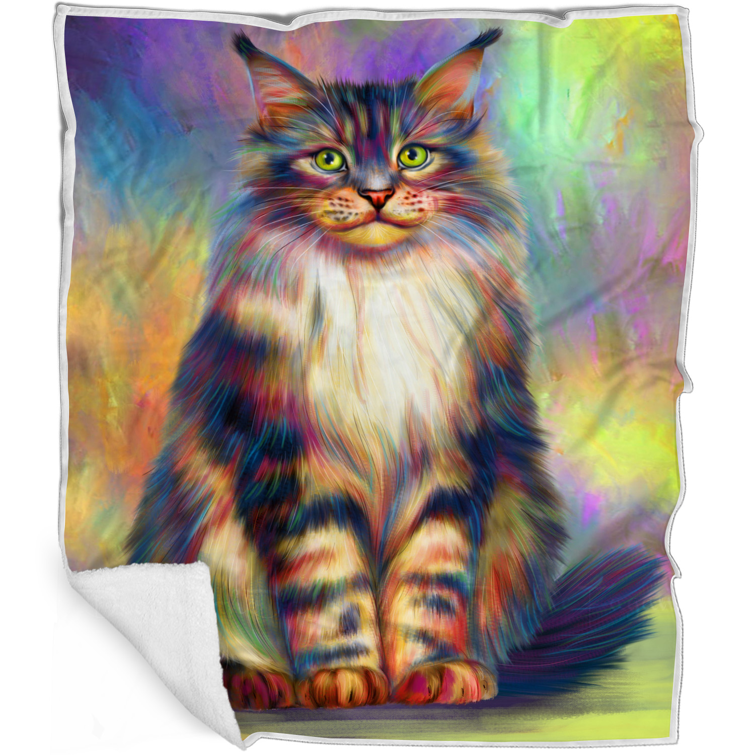Maine Coon Cat Blanket Personalized Throw Woven Fleece Sherpa Many Designs NWT - Picture 22 of 31
