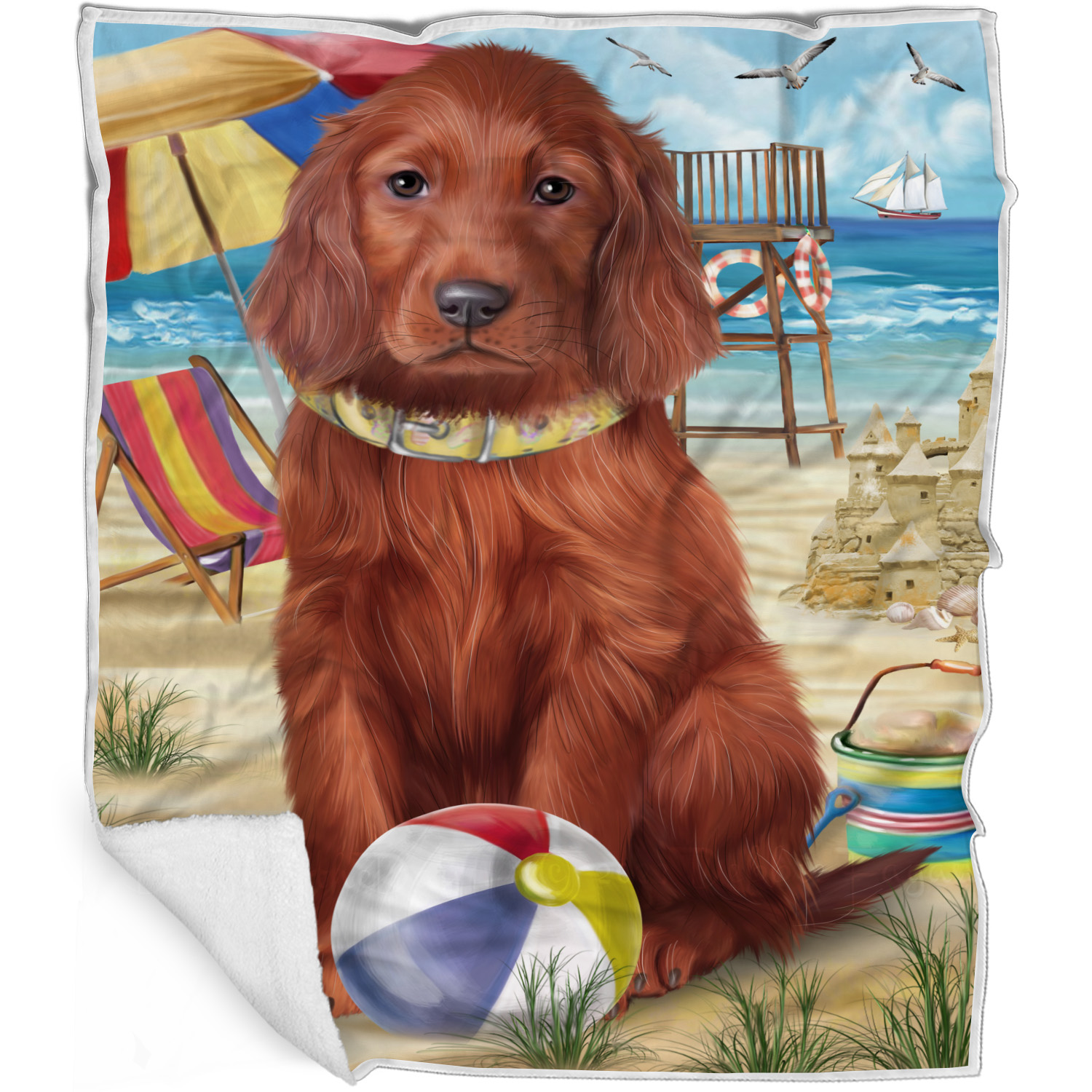 Irish Setter Dog Blanket Personalized Throw Woven Fleece Sherpa Many Designs NWT - Picture 27 of 32