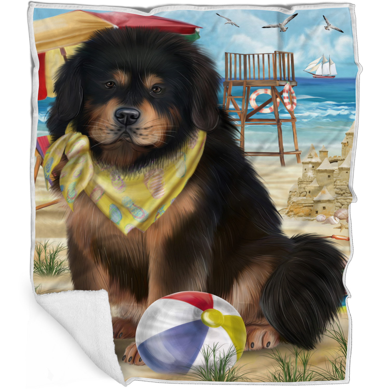 Tibetan Mastiff Dog Blanket Personalized Throw Woven Fleece Sherpa Designs NWT - Picture 19 of 19