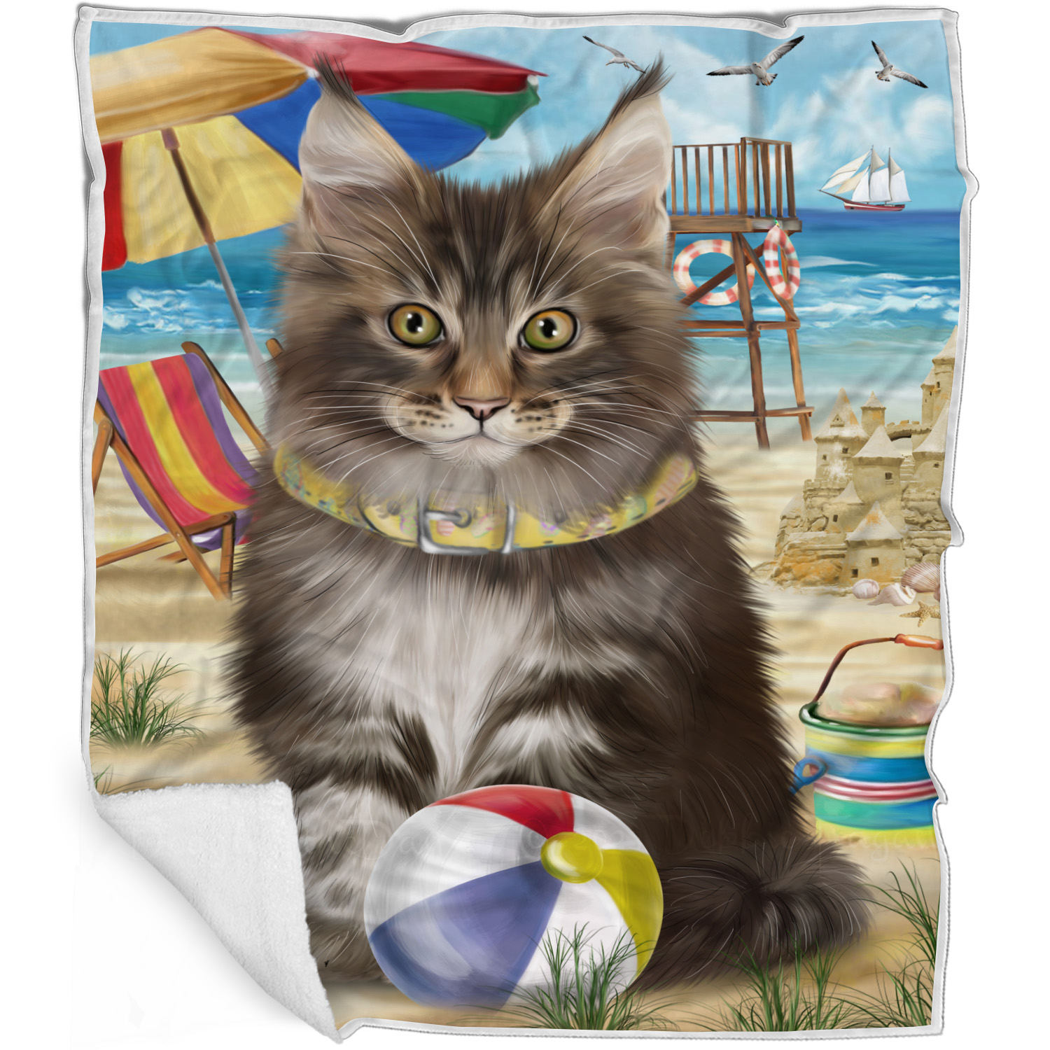 Maine Coon Cat Blanket Personalized Throw Woven Fleece Sherpa Many Designs NWT - Picture 26 of 31