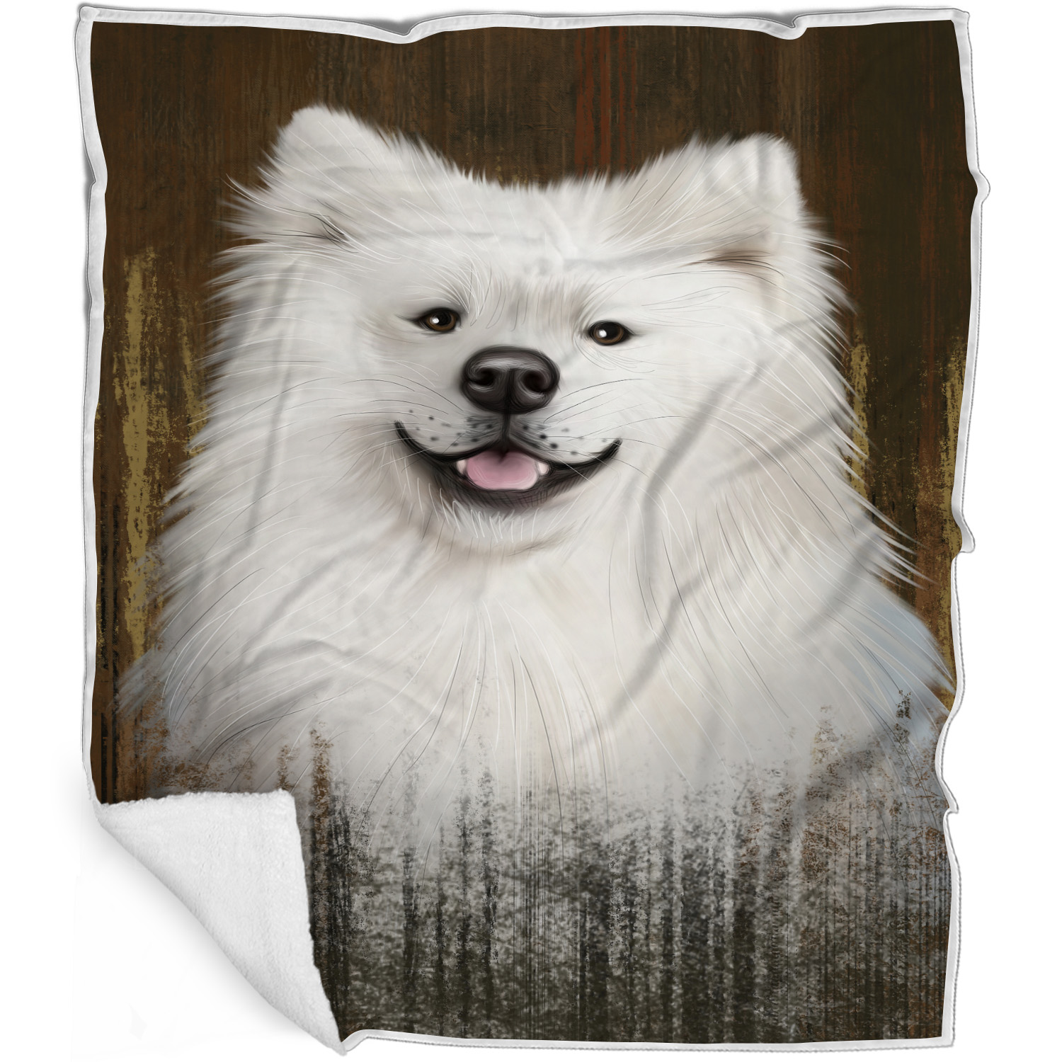 American Eskimo Dog Blanket Personalized Throw Woven Fleece Sherpa Designs NWT