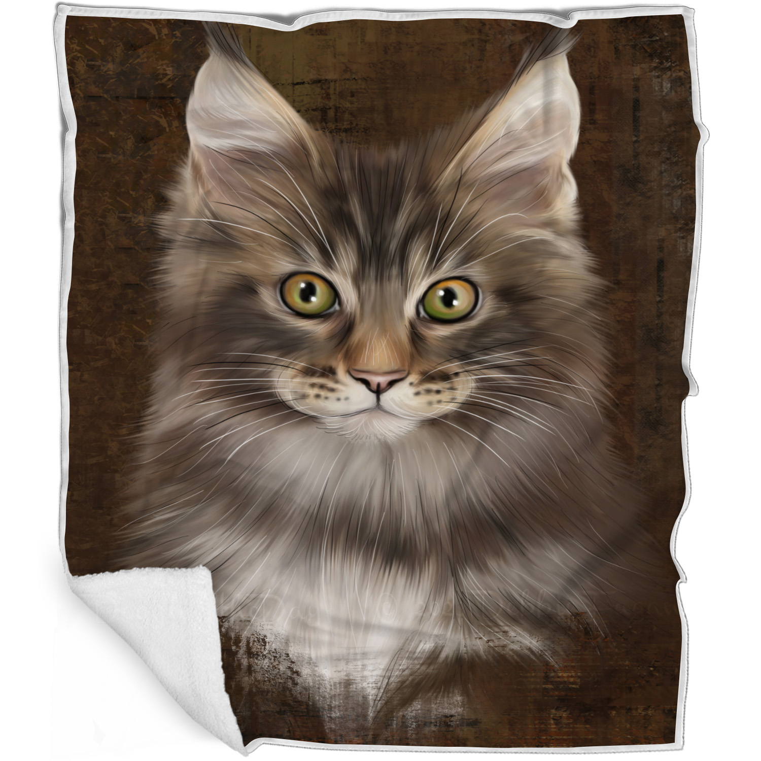 Maine Coon Cat Blanket Personalized Throw Woven Fleece Sherpa Many Designs NWT - Picture 20 of 31