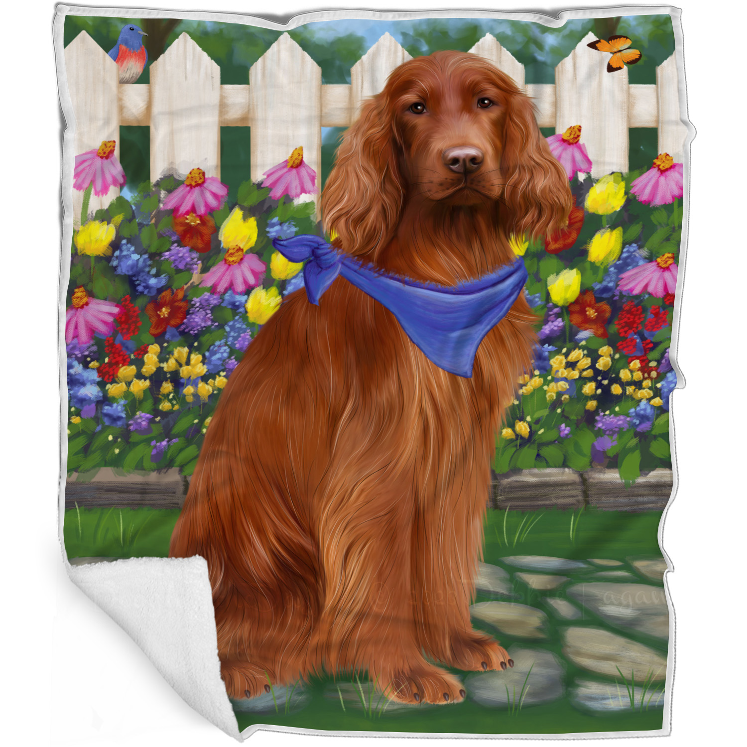 Irish Setter Dog Blanket Personalized Throw Woven Fleece Sherpa Many Designs NWT - Picture 16 of 32