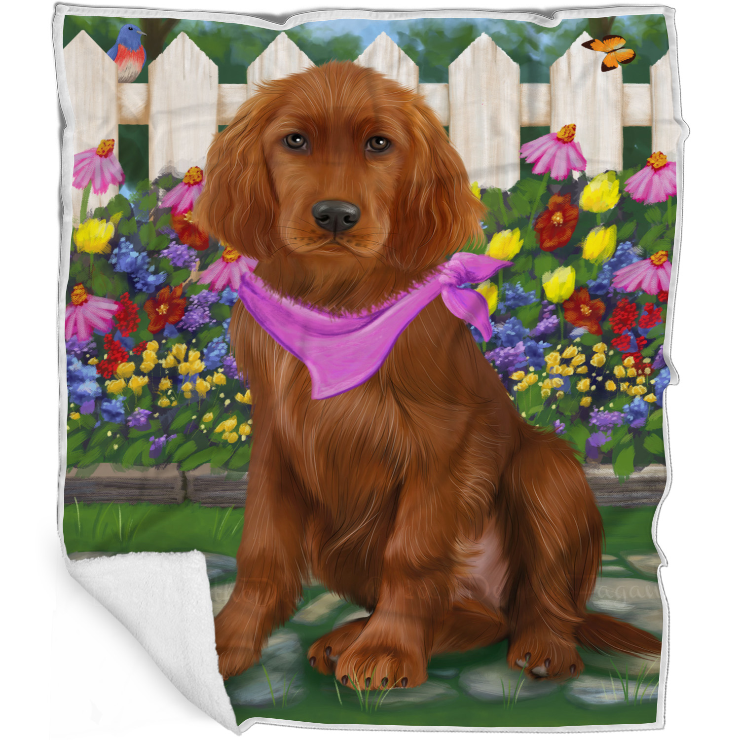 Irish Setter Dog Blanket Personalized Throw Woven Fleece Sherpa Many Designs NWT - Picture 30 of 32