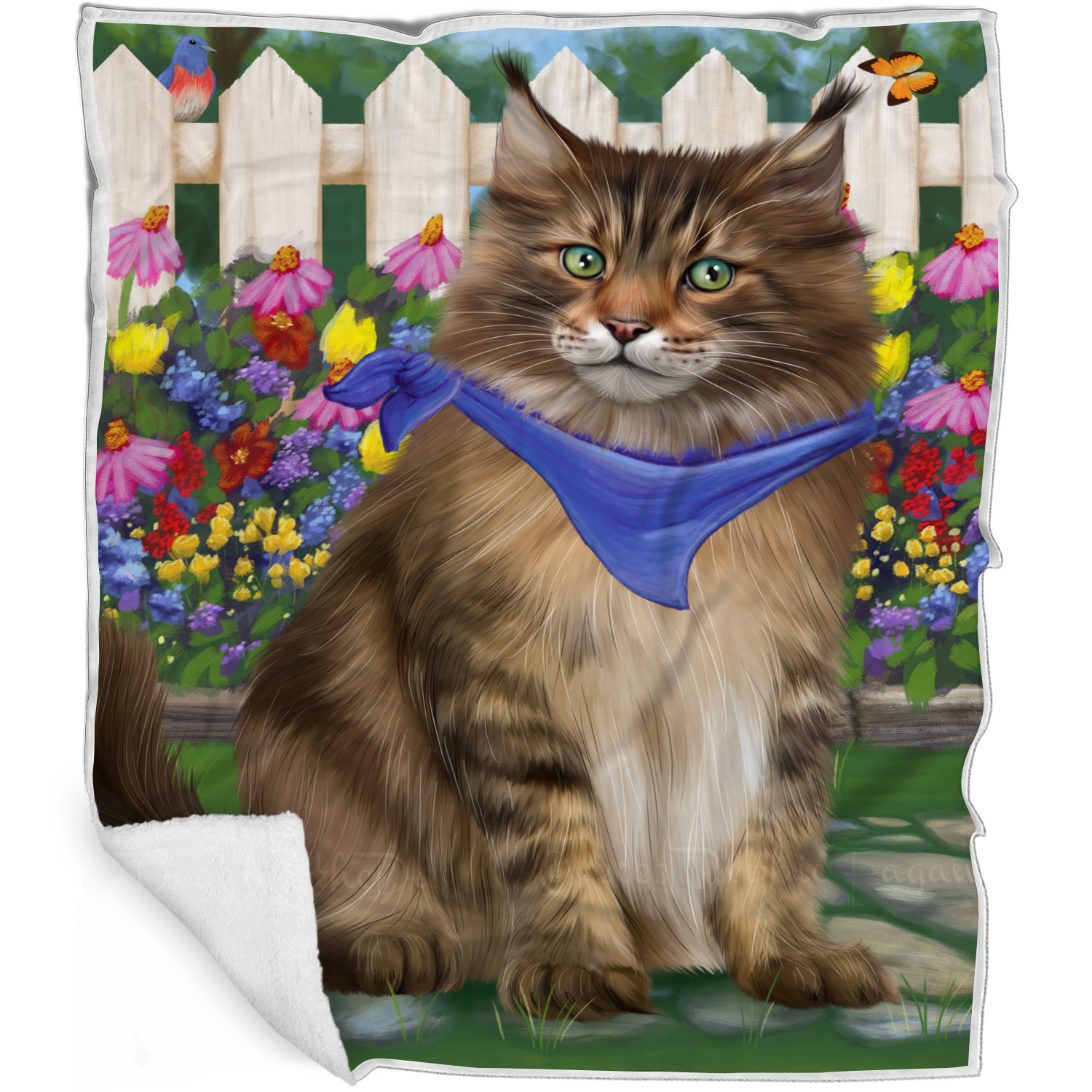 Maine Coon Cat Blanket Personalized Throw Woven Fleece Sherpa Many Designs NWT - Picture 16 of 31