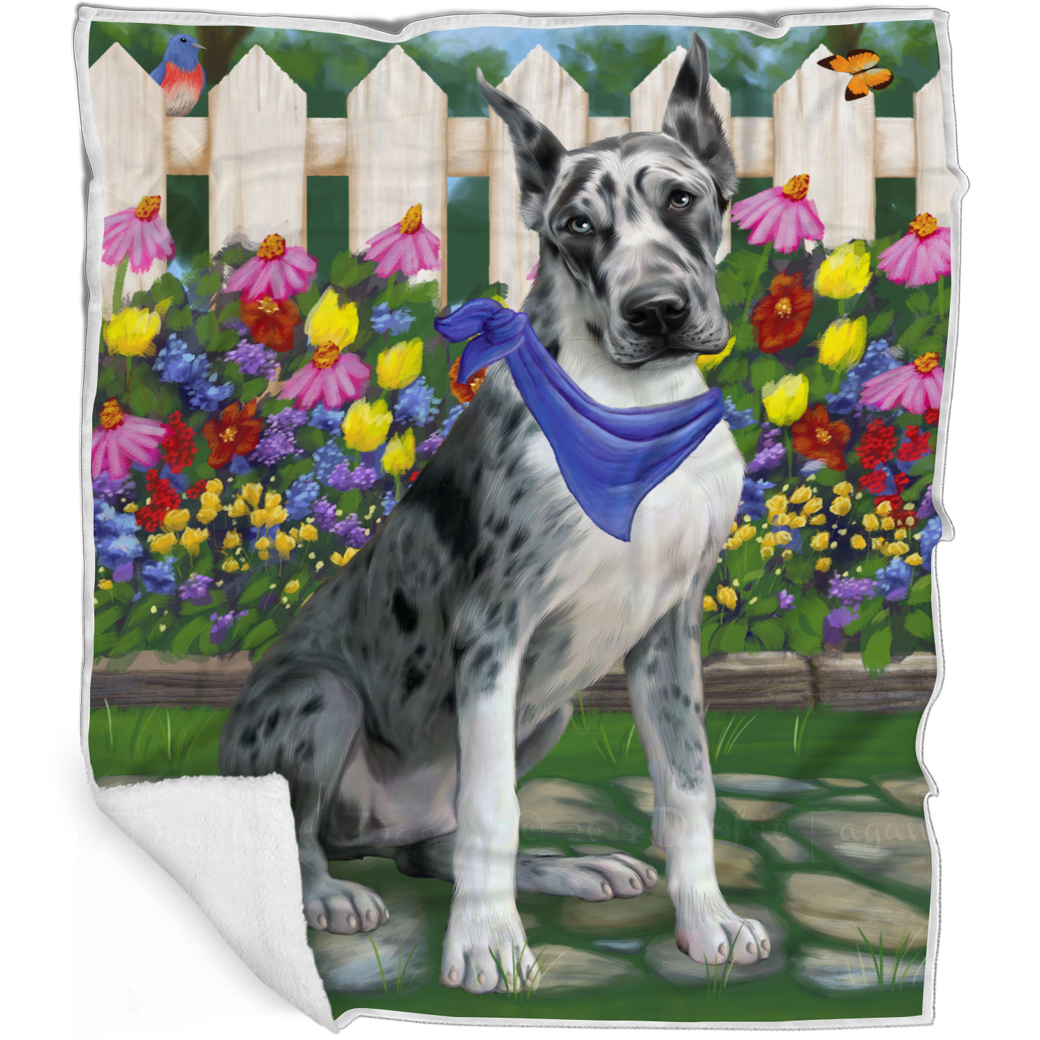 Great Dane Dog Blanket Personalized Throw Woven Fleece Sherpa Many Designs NWT - Picture 16 of 33
