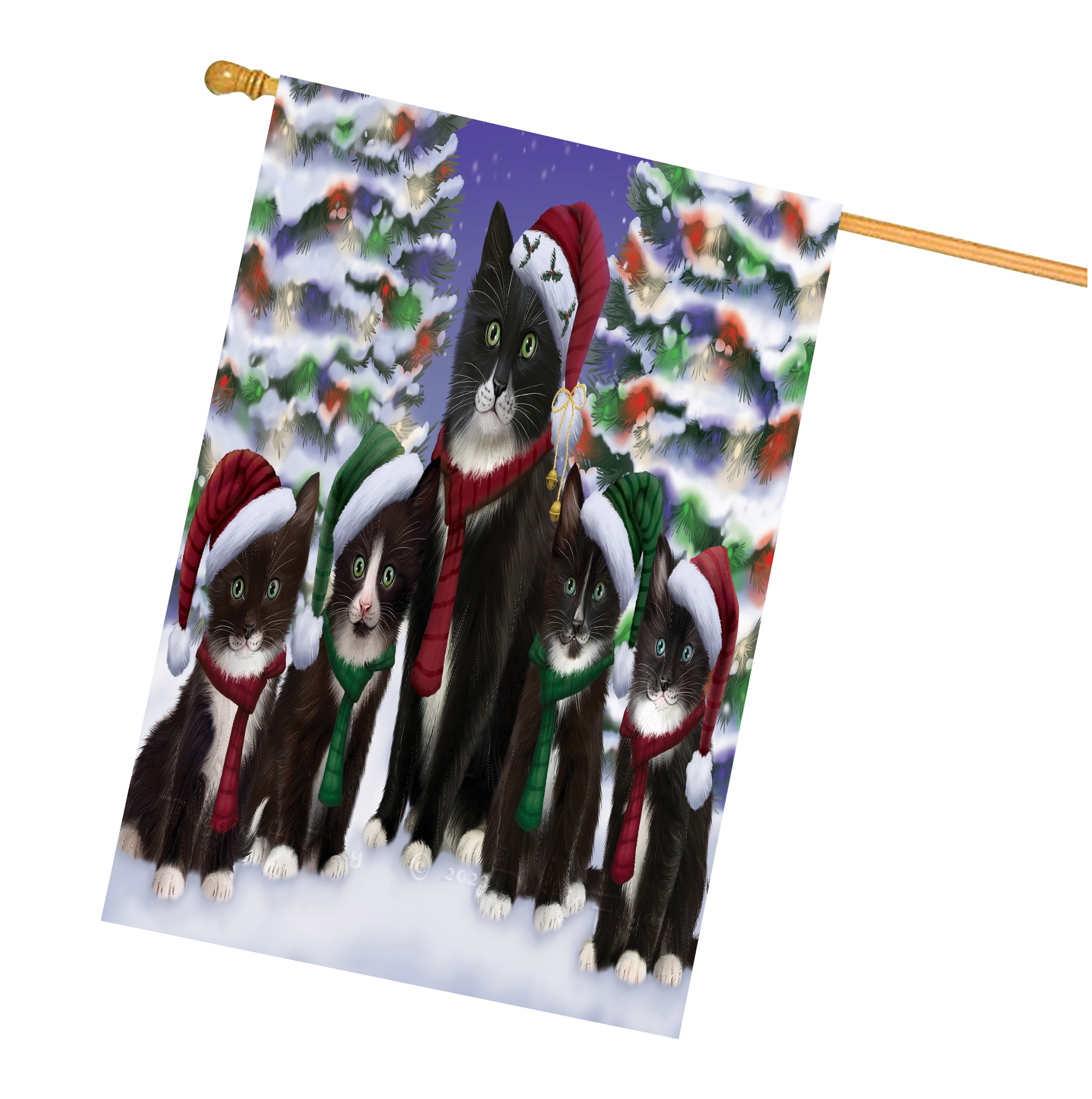 Tuxedo Cat House Flag Christmas Double Sided 28"x40" Many Designs NWT NEW - Picture 24 of 58