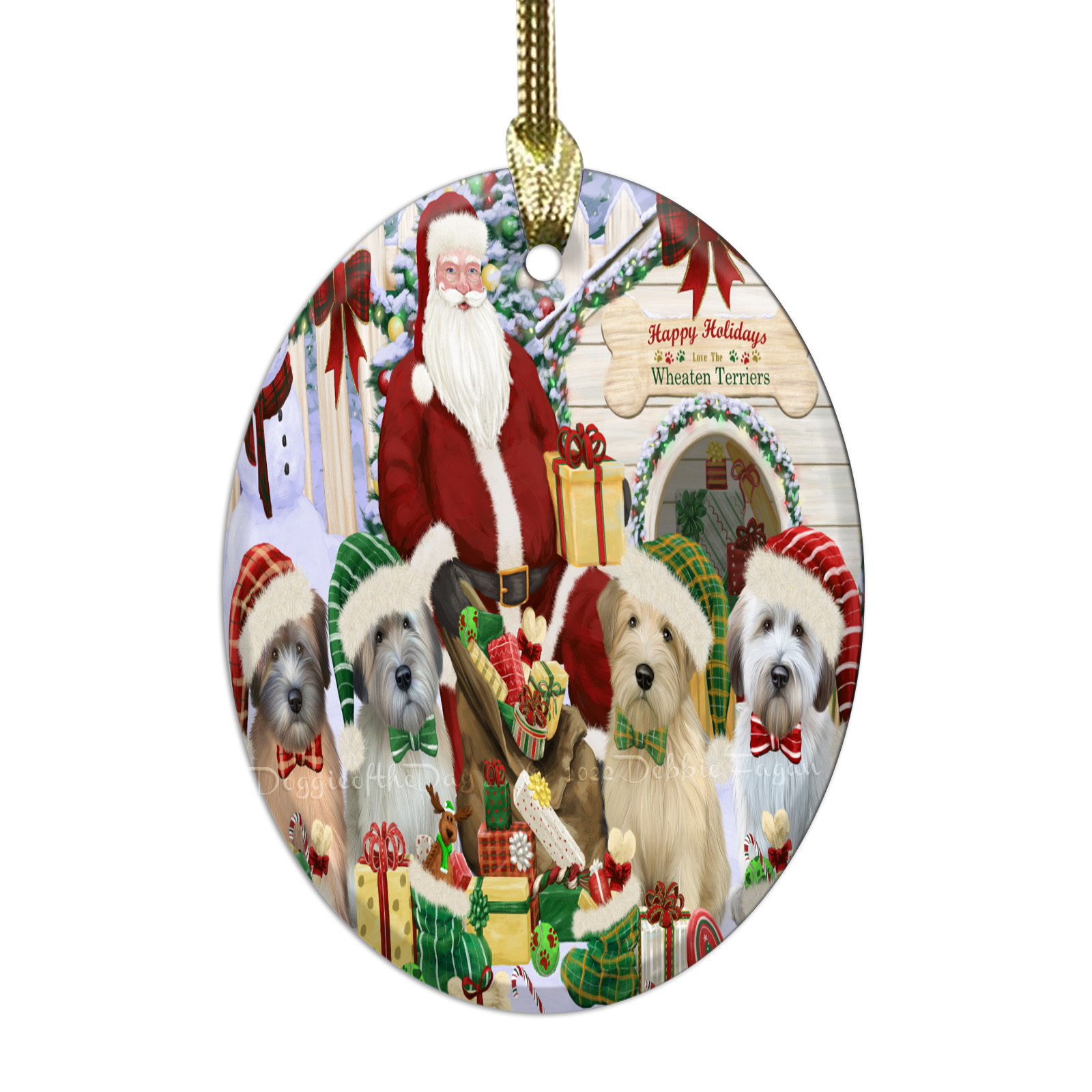 Wheaten Terrier Dog Oval Glass Christmas Hanging Ornaments X-mas Tree Decoration - Picture 17 of 77