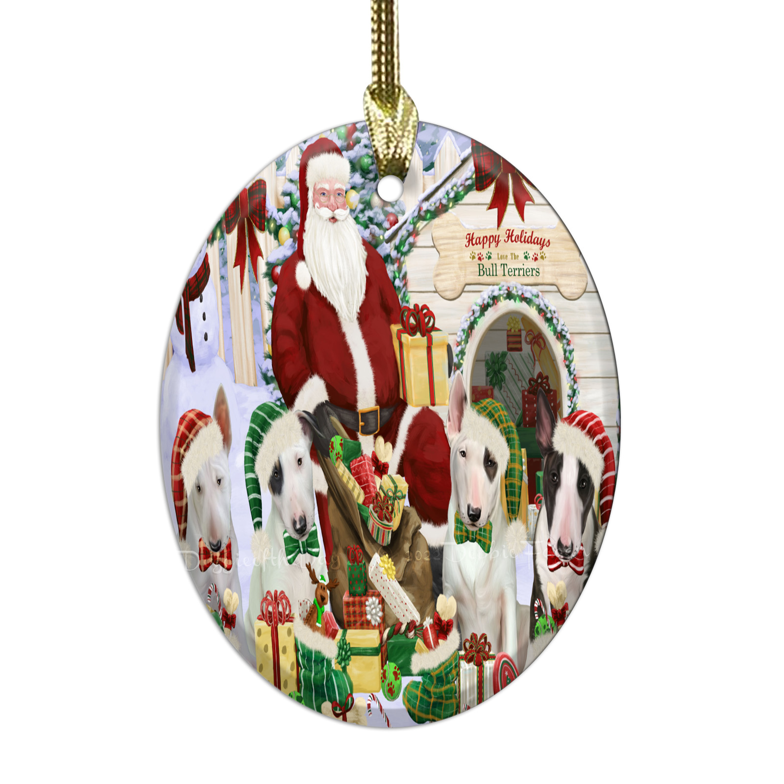 Bull Terrier cane ovale vetro decorazioni natalizie da appendere albero di natale - Foto 16 di 60