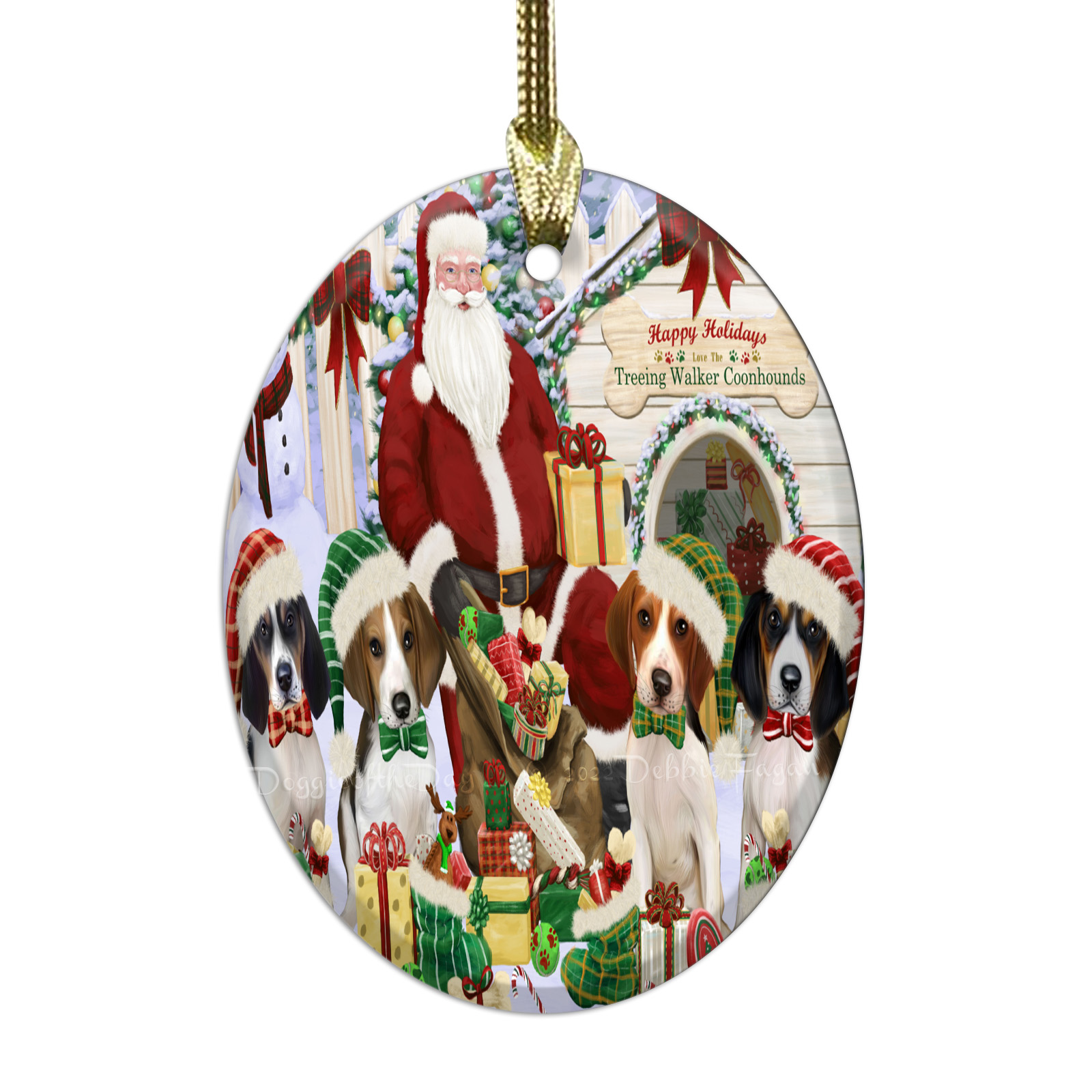 Treeing Walker Coonhound Dog Oval Glass Christmas Hanging Ornaments Decorations - Picture 14 of 37
