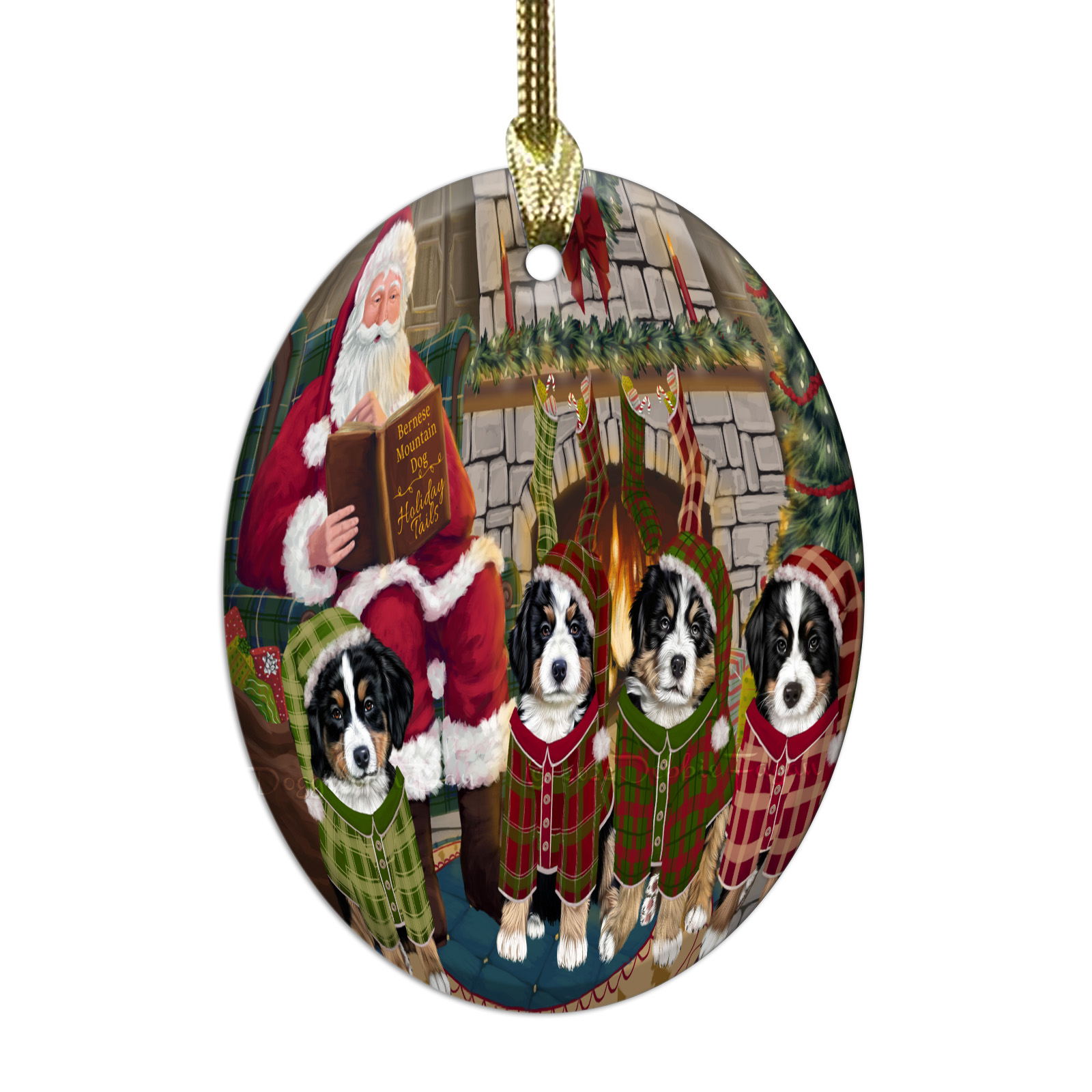 Bernese Mountain Dog Oval Glass Christmas Hanging Ornaments X-mas Tree Decor - Picture 8 of 65