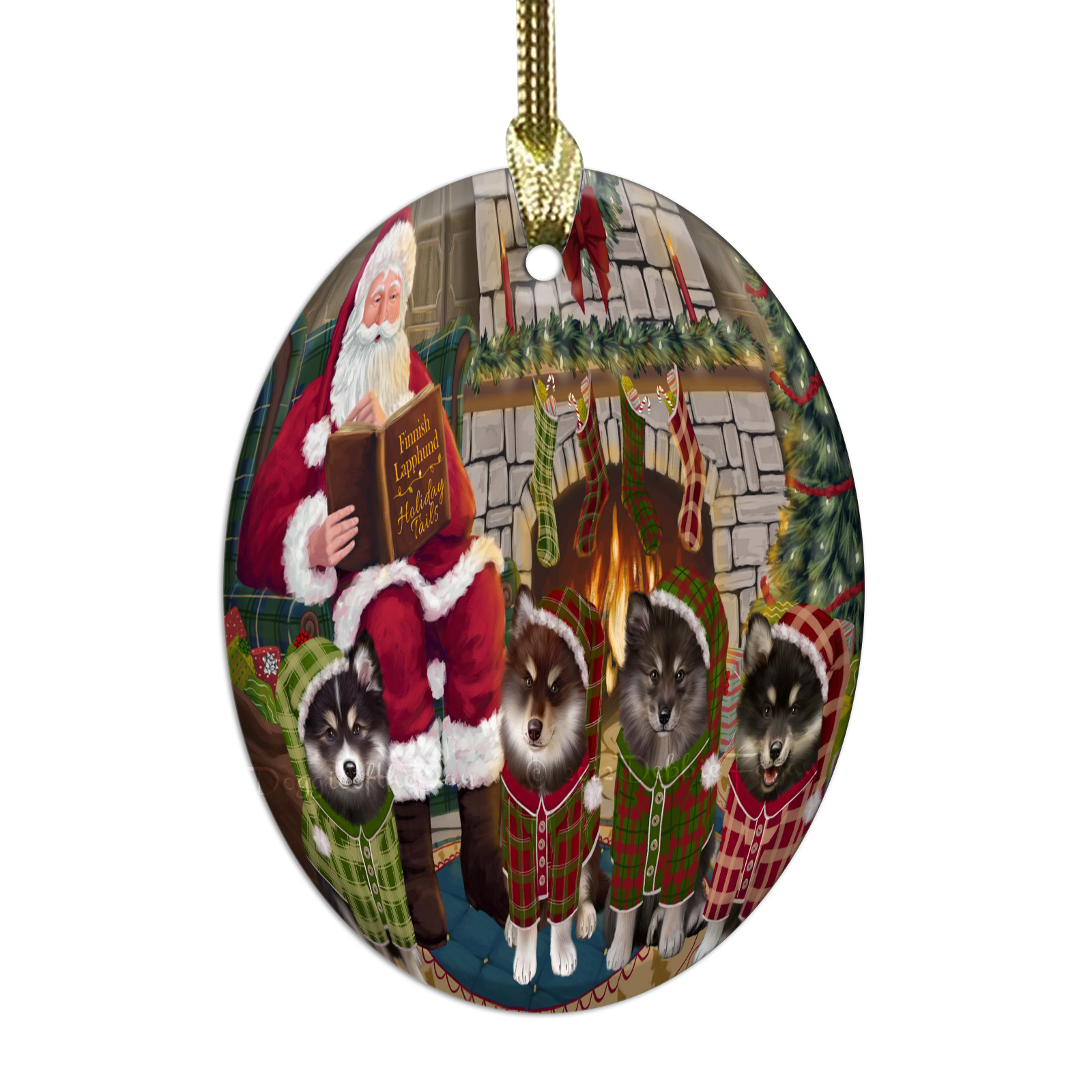 Adornos colgantes de Navidad de vidrio ovalado de perro lapphund finlandés árbol de Navidad decoración - Imagen 8 de 46