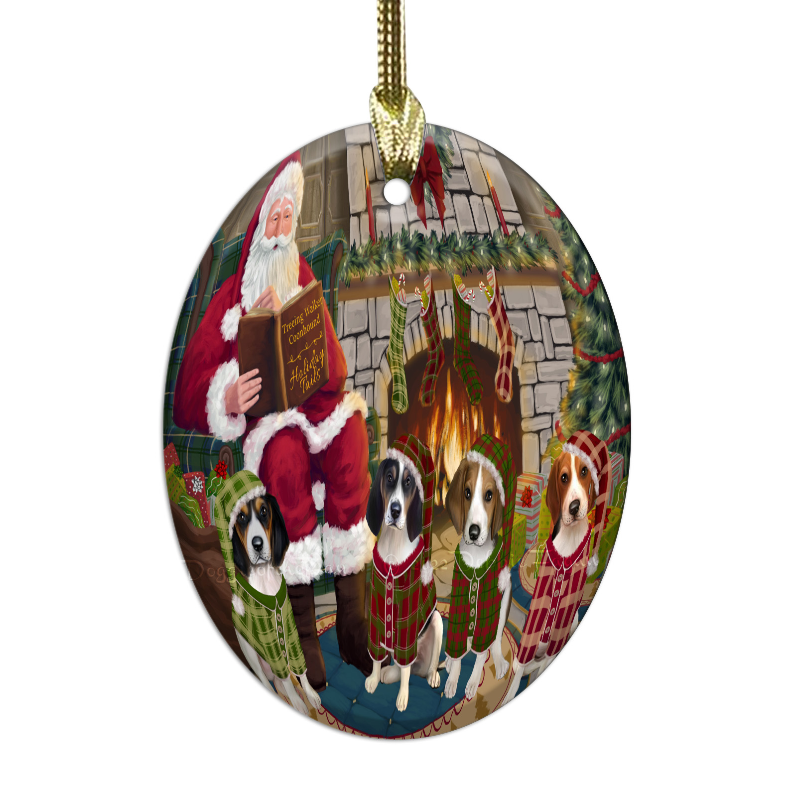 Treeing Walker Coonhound Dog Oval Glass Christmas Hanging Ornaments Decorations - Picture 5 of 37