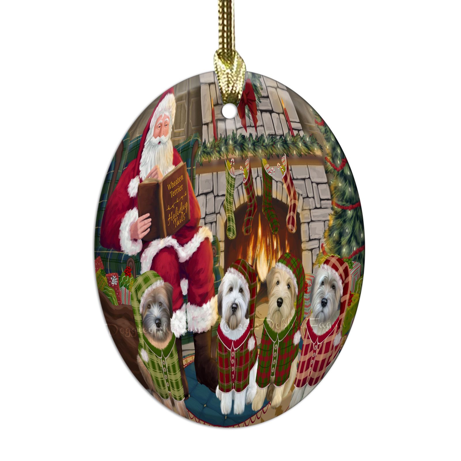 Wheaten Terrier Dog Oval Glass Christmas Hanging Ornaments X-mas Tree Decoration - Picture 8 of 77