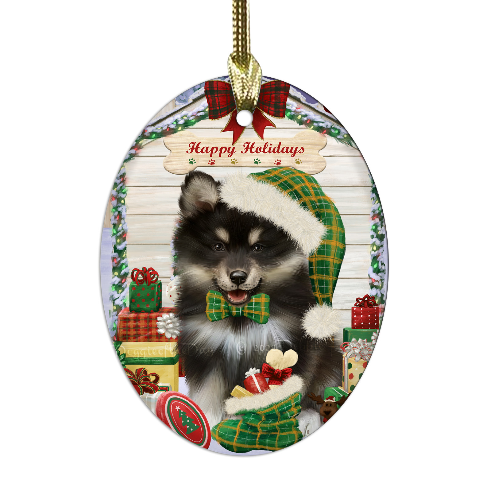 Adornos colgantes de Navidad de vidrio ovalado de perro lapphund finlandés árbol de Navidad decoración - Imagen 23 de 46