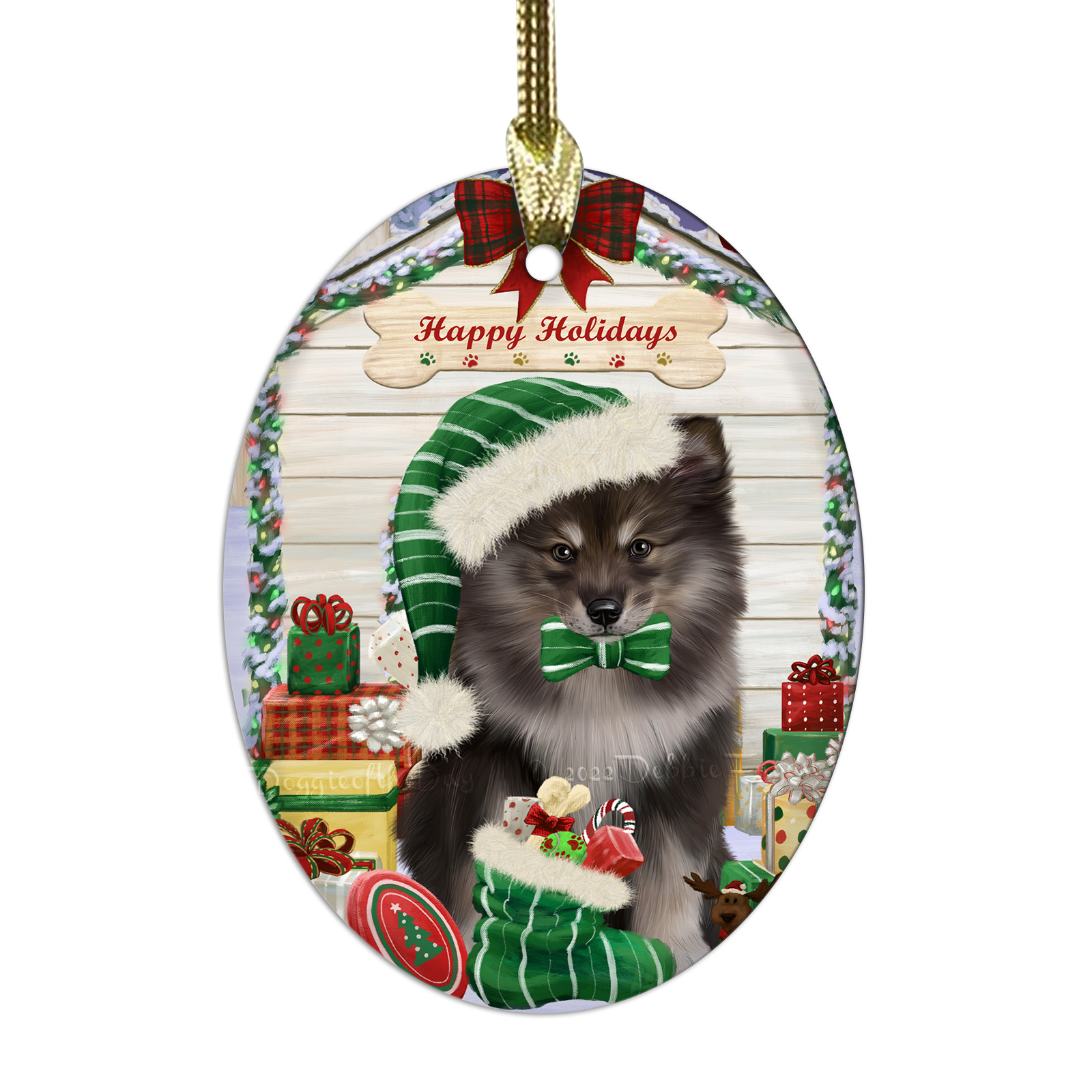 Adornos colgantes de Navidad de vidrio ovalado de perro lapphund finlandés árbol de Navidad decoración - Imagen 24 de 46