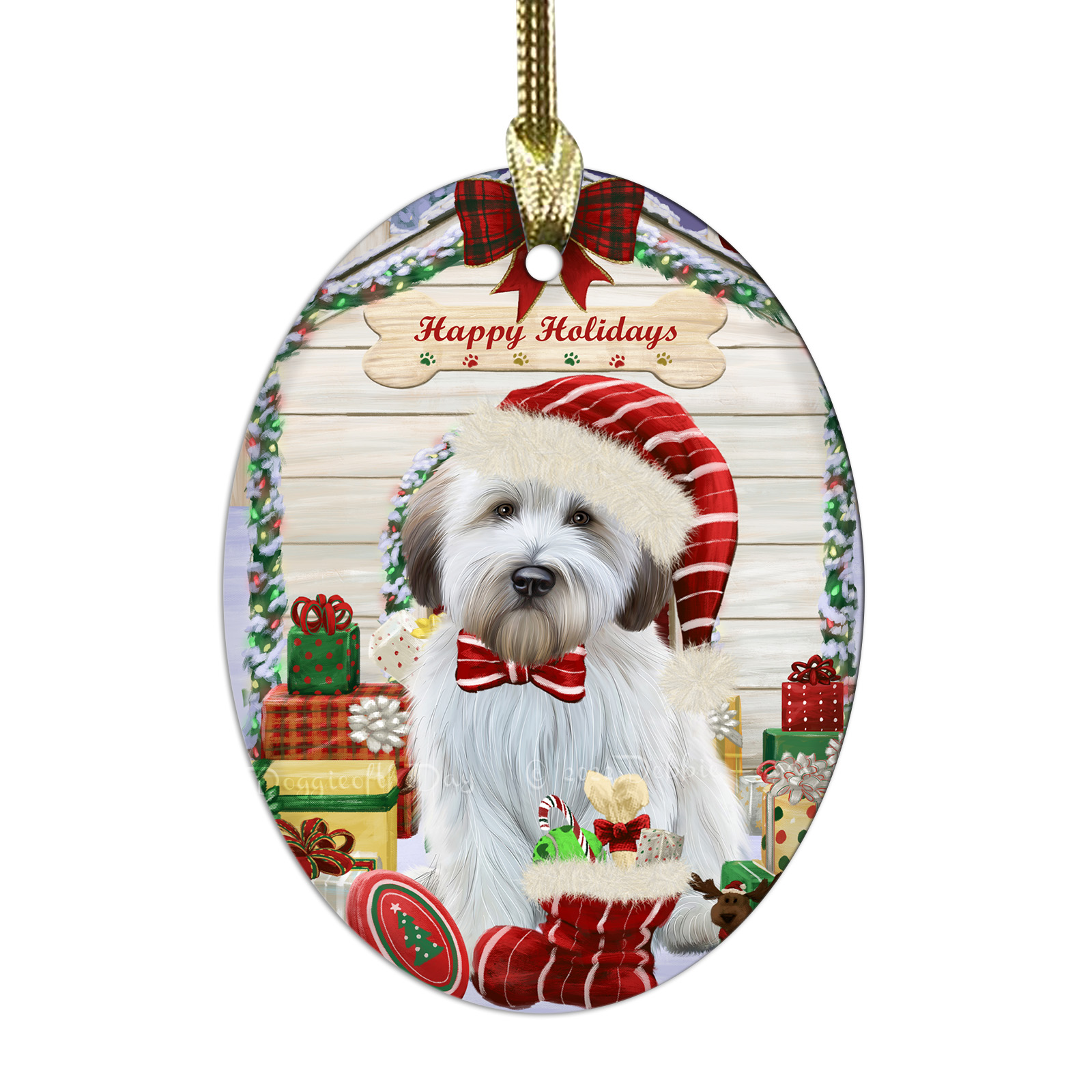 Wheaten Terrier Dog Oval Glass Christmas Hanging Ornaments X-mas Tree Decoration - Picture 55 of 77
