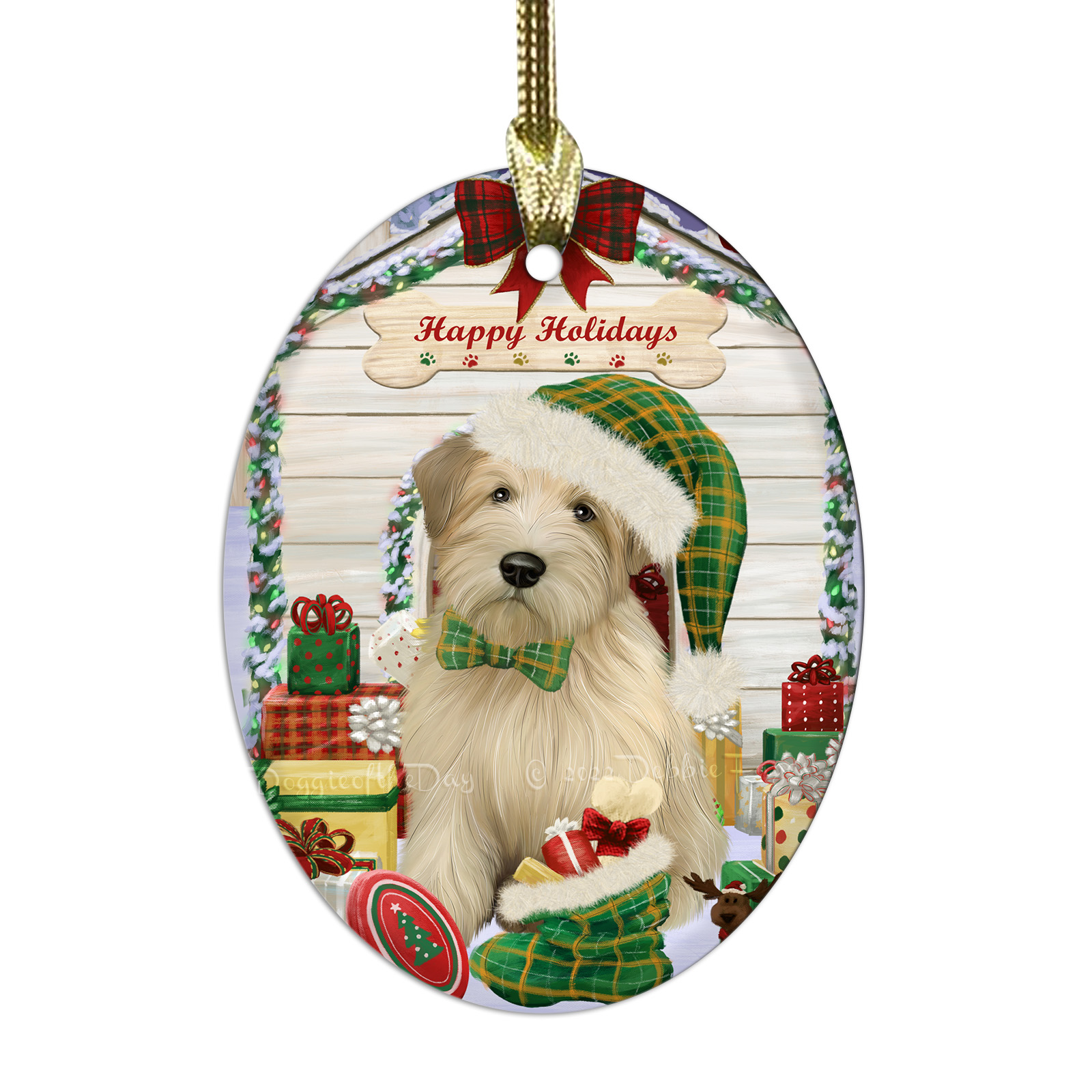 Wheaten Terrier Dog Oval Glass Christmas Hanging Ornaments X-mas Tree Decoration - Picture 43 of 77