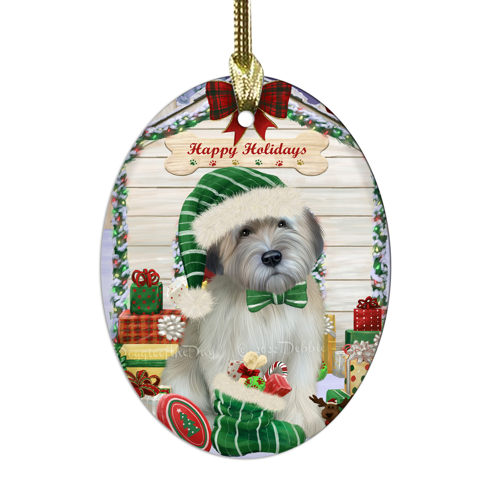 Wheaten Terrier Dog Oval Glass Christmas Hanging Ornaments X-mas Tree Decoration - Picture 44 of 77
