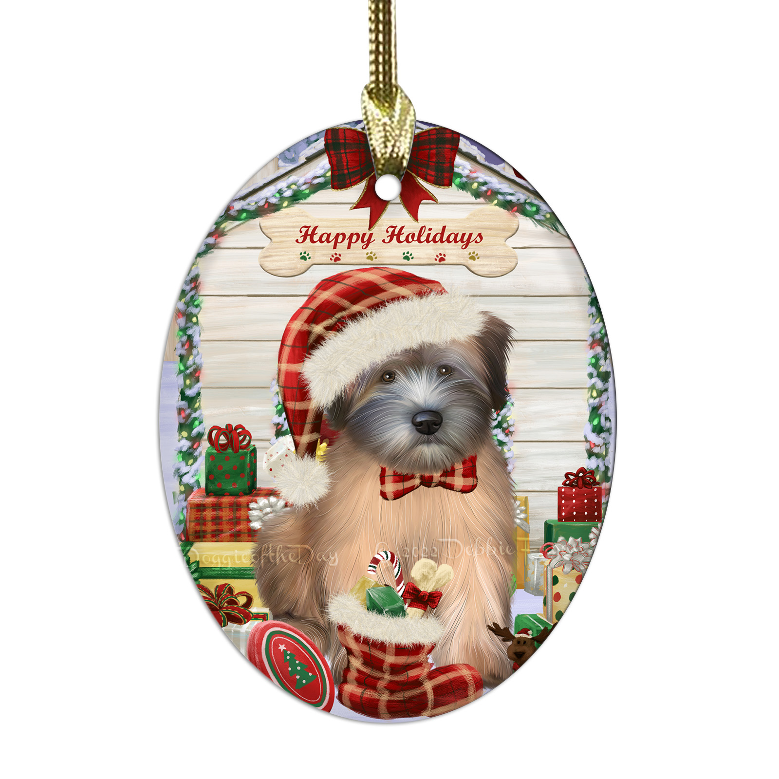 Wheaten Terrier Dog Oval Glass Christmas Hanging Ornaments X-mas Tree Decoration - Picture 56 of 77