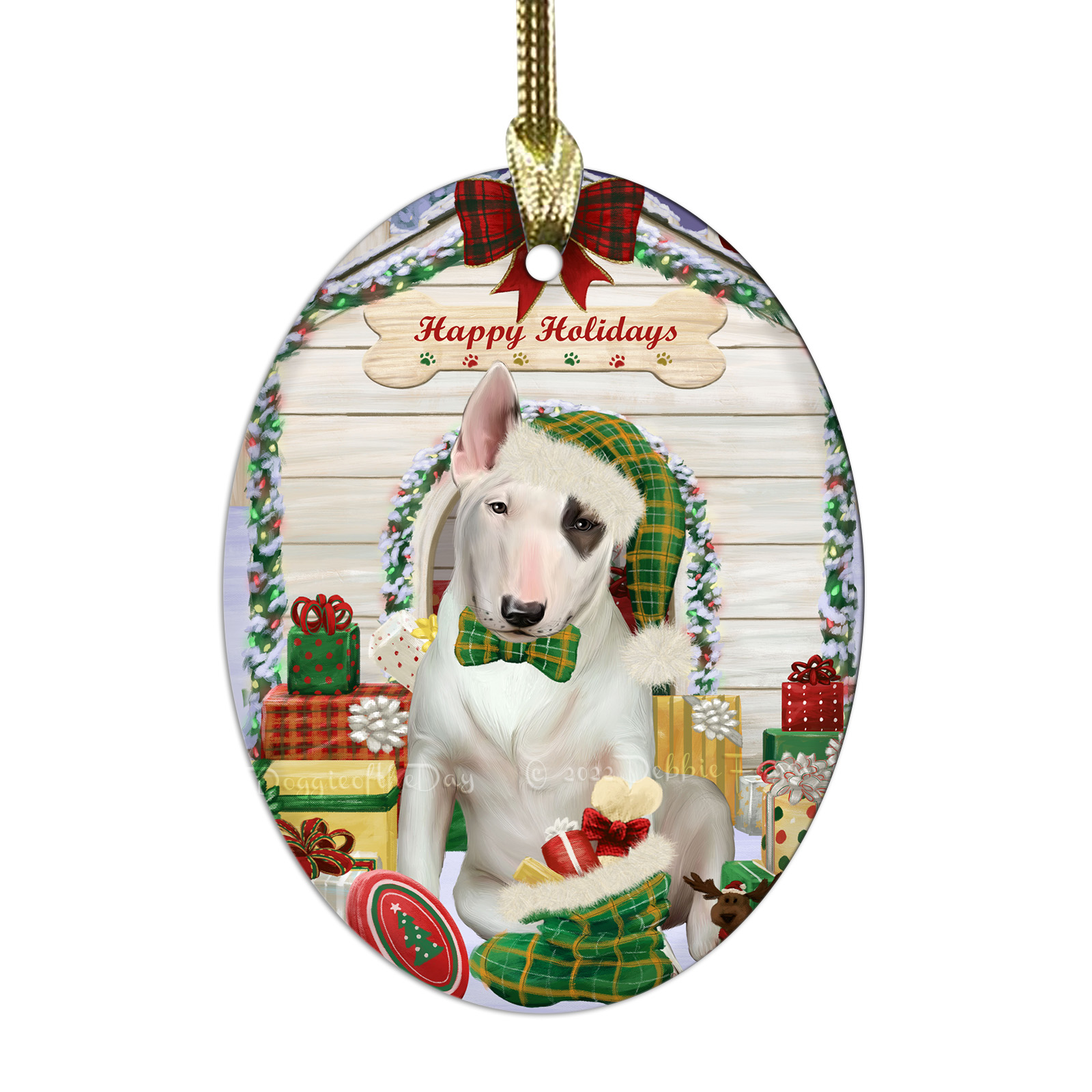 Bull Terrier cane ovale vetro decorazioni natalizie da appendere albero di natale - Foto 30 di 60