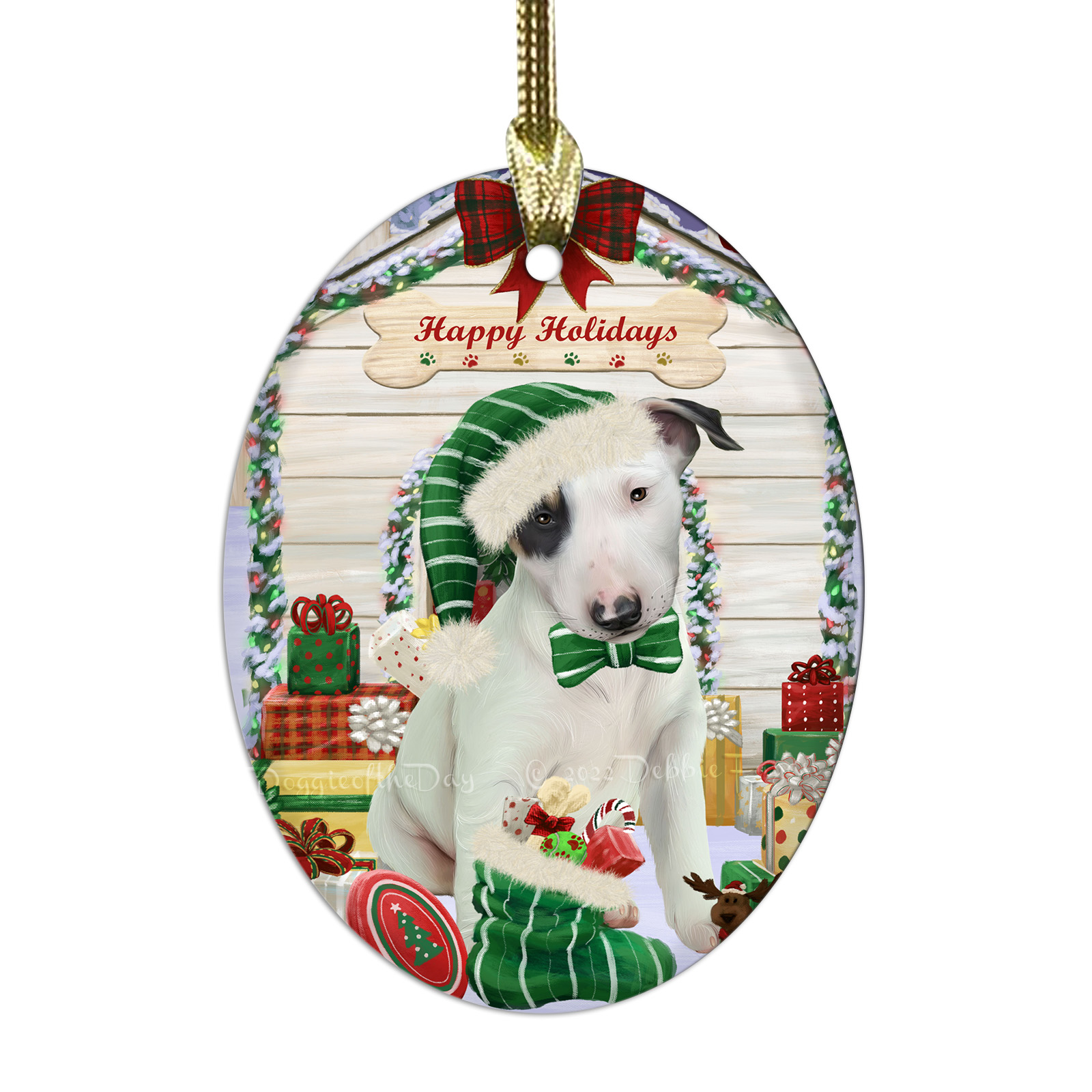 Bull Terrier cane ovale vetro decorazioni natalizie da appendere albero di natale - Foto 31 di 60