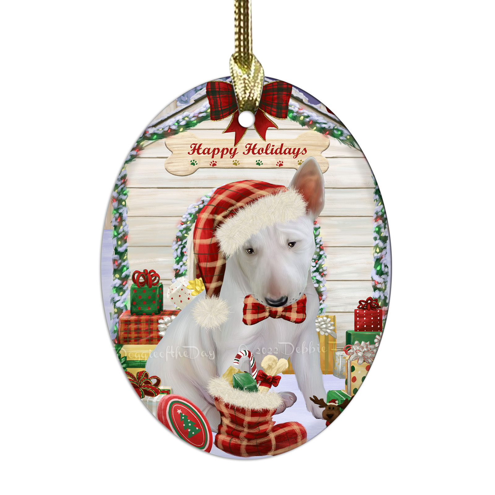 Bull Terrier cane ovale vetro decorazioni natalizie da appendere albero di natale - Foto 54 di 60