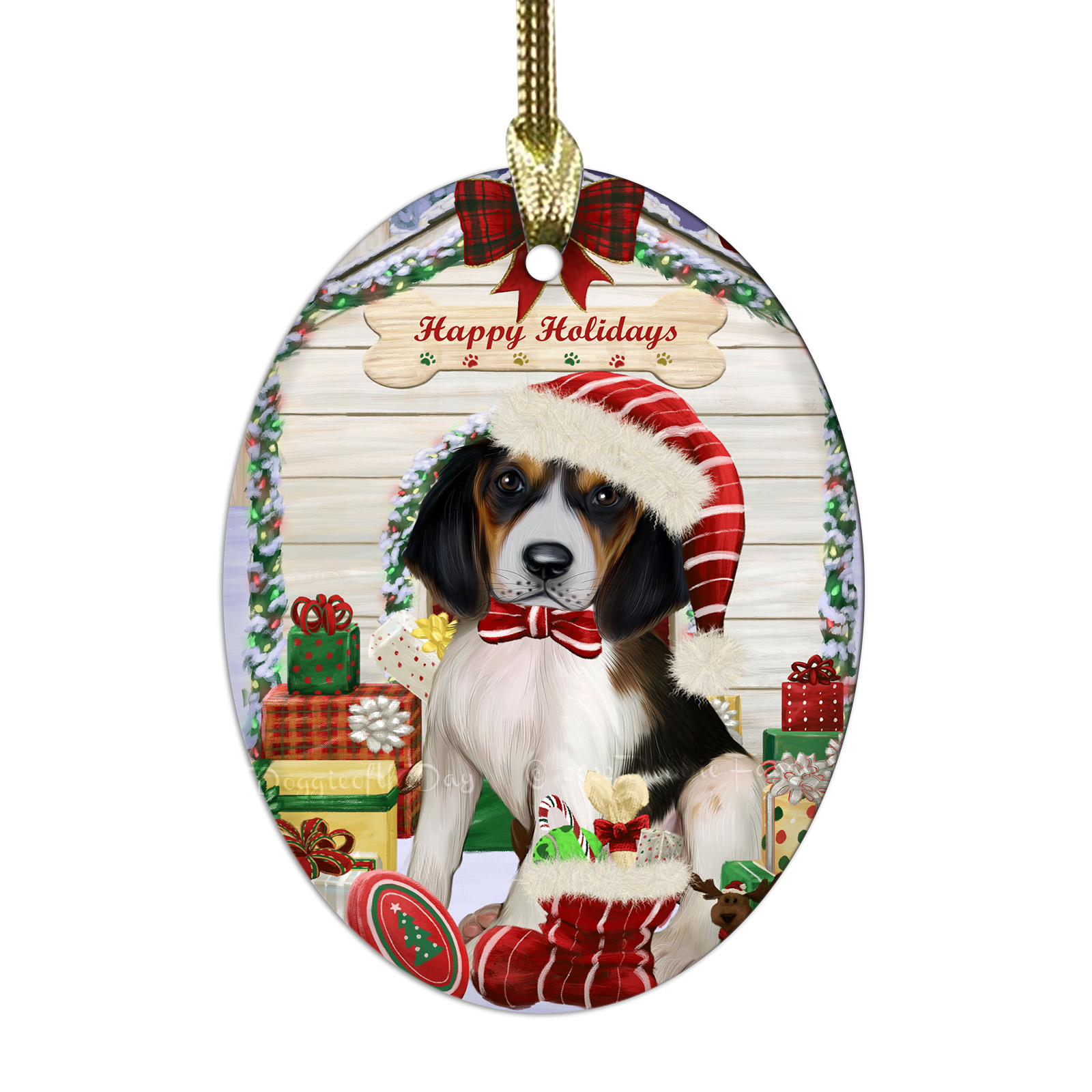 Treeing Walker Coonhound Dog Oval Glass Christmas Hanging Ornaments Decorations - Picture 31 of 37