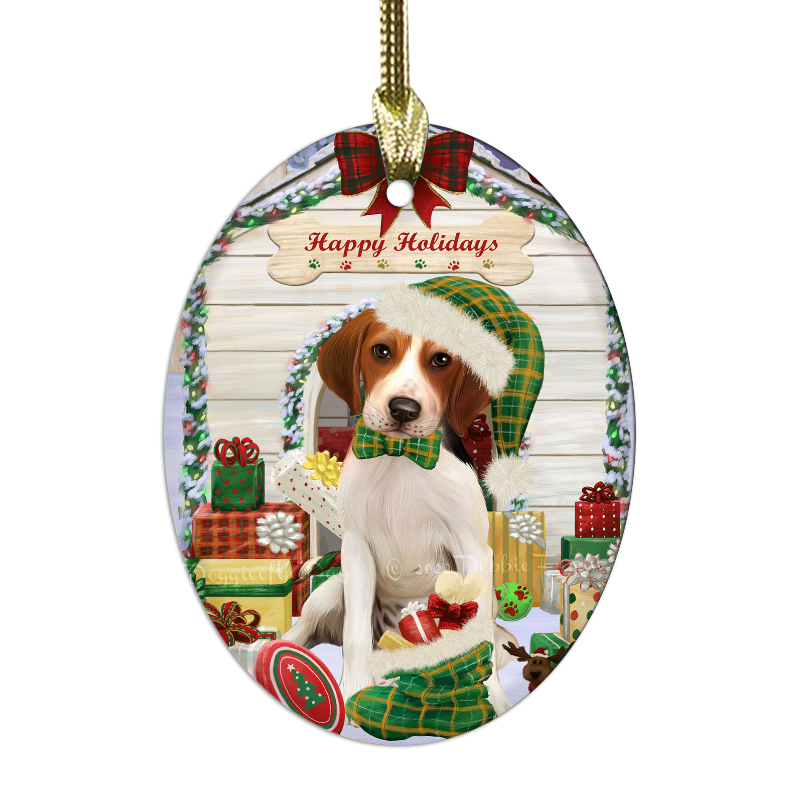 Treeing Walker Coonhound Dog Oval Glass Christmas Hanging Ornaments Decorations - Picture 25 of 37