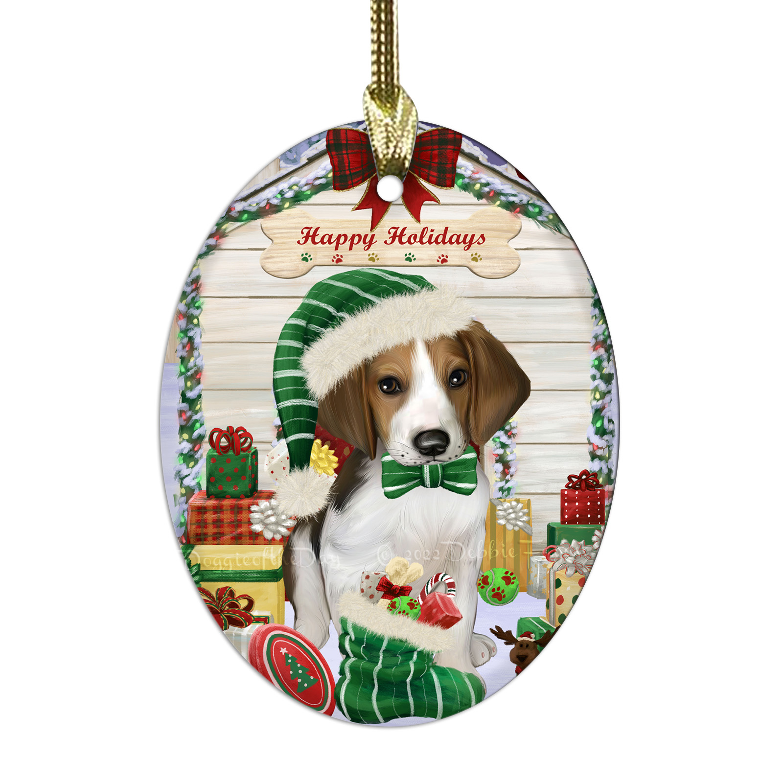 Treeing Walker Coonhound Dog Oval Glass Christmas Hanging Ornaments Decorations - Picture 26 of 37