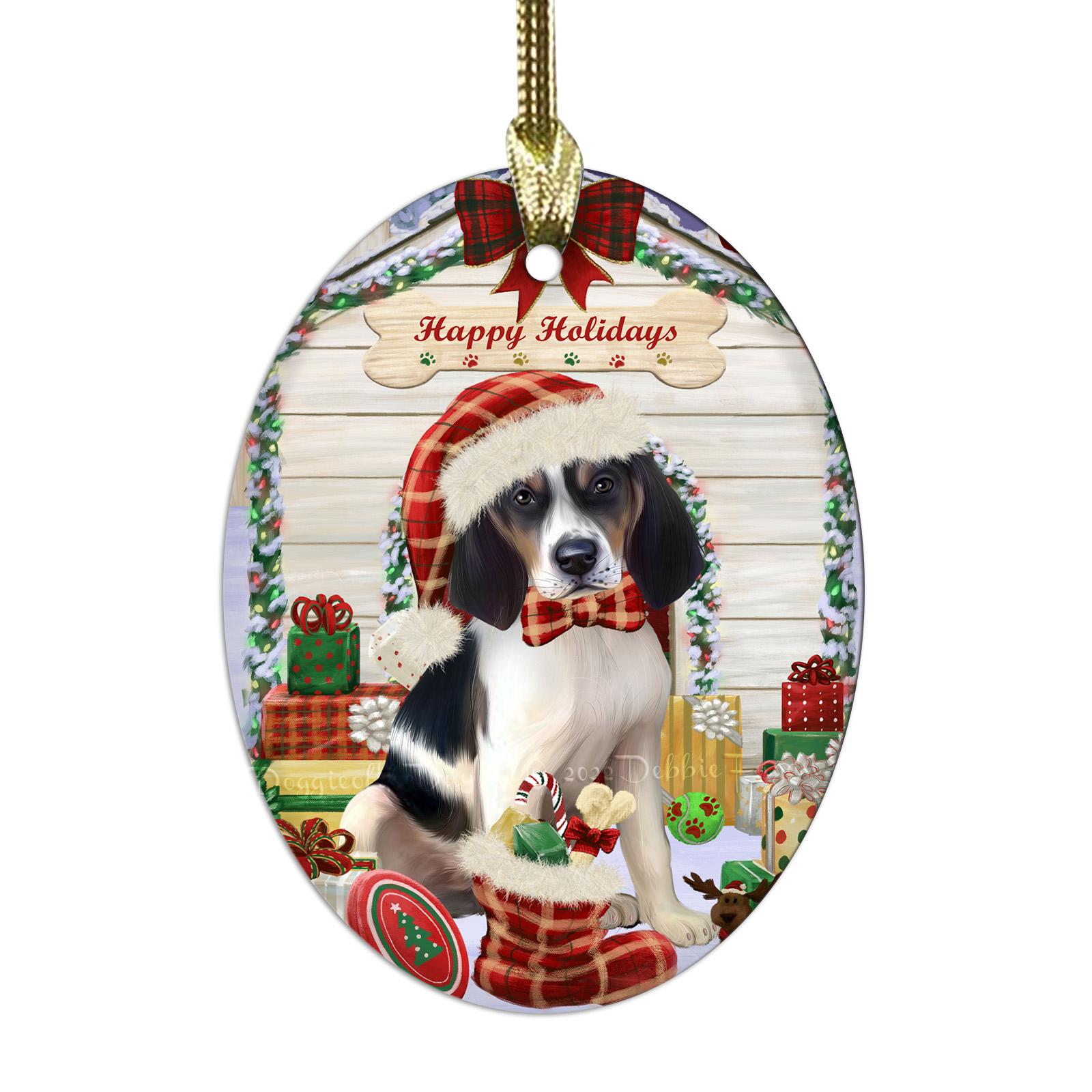 Treeing Walker Coonhound Dog Oval Glass Christmas Hanging Ornaments Decorations - Picture 32 of 37