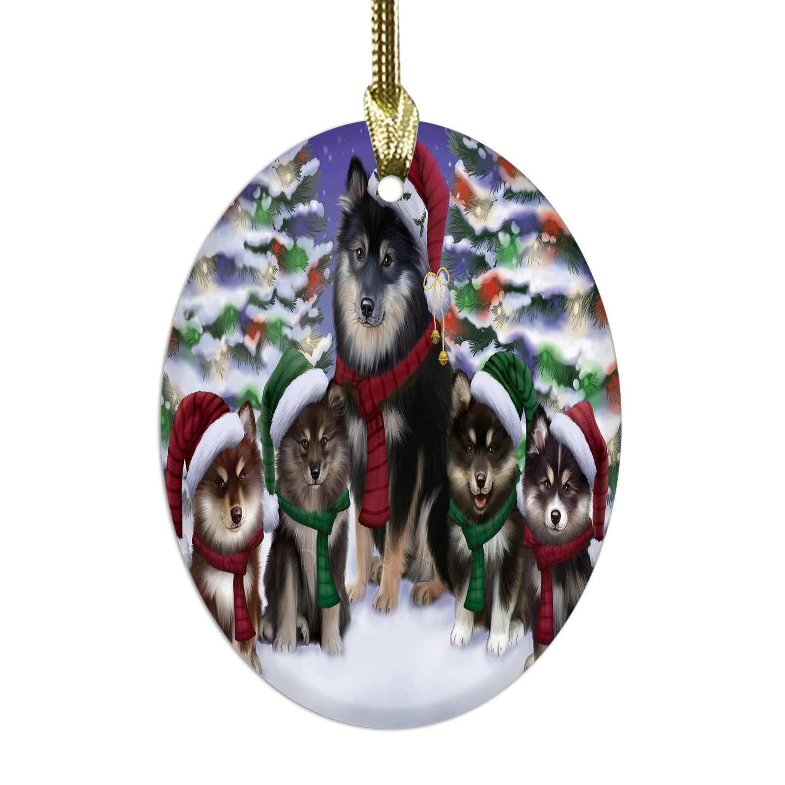 Adornos colgantes de Navidad de vidrio ovalado de perro lapphund finlandés árbol de Navidad decoración - Imagen 9 de 46