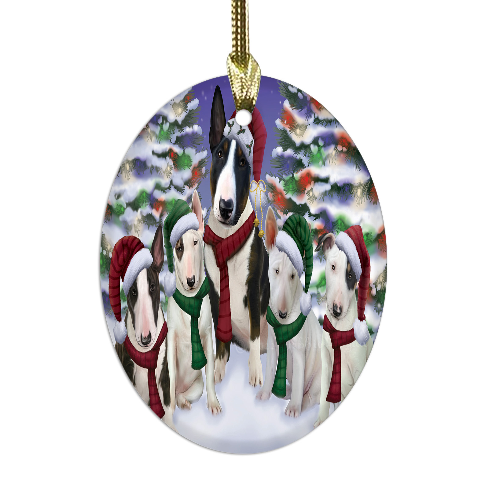Bull Terrier cane ovale vetro decorazioni natalizie da appendere albero di natale - Foto 8 di 60