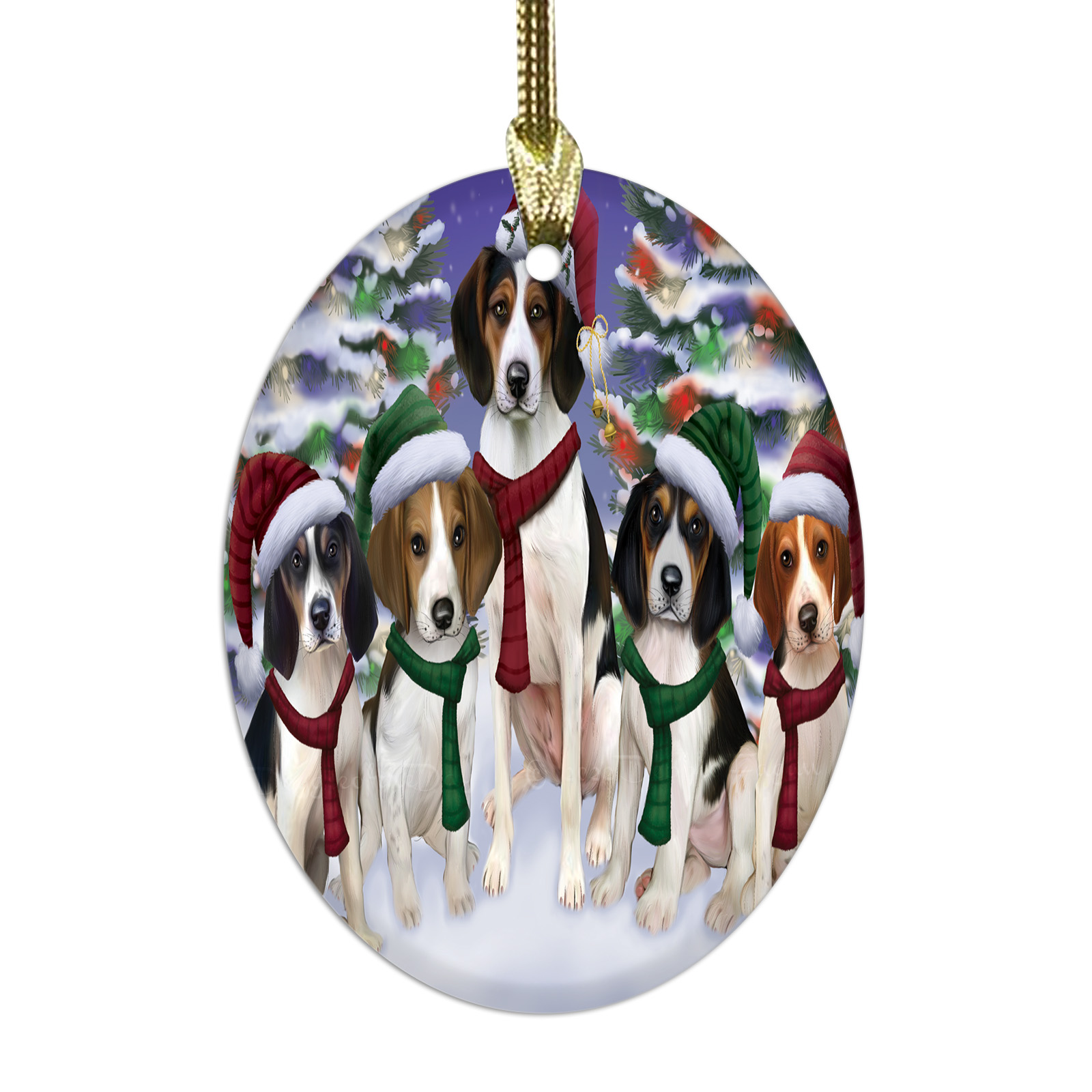 Treeing Walker Coonhound Dog Oval Glass Christmas Hanging Ornaments Decorations - Picture 6 of 37