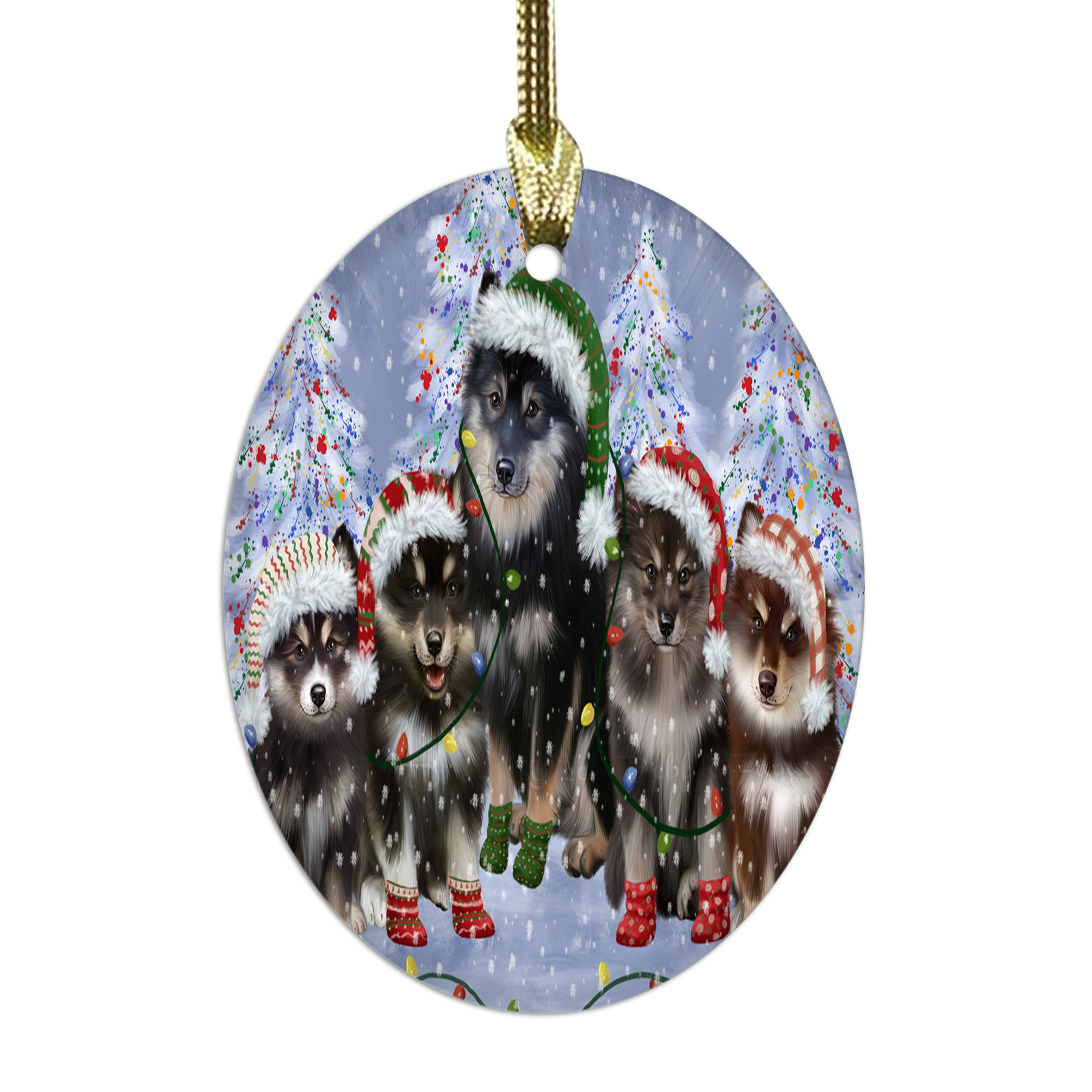 Adornos colgantes de Navidad de vidrio ovalado de perro lapphund finlandés árbol de Navidad decoración - Imagen 17 de 46