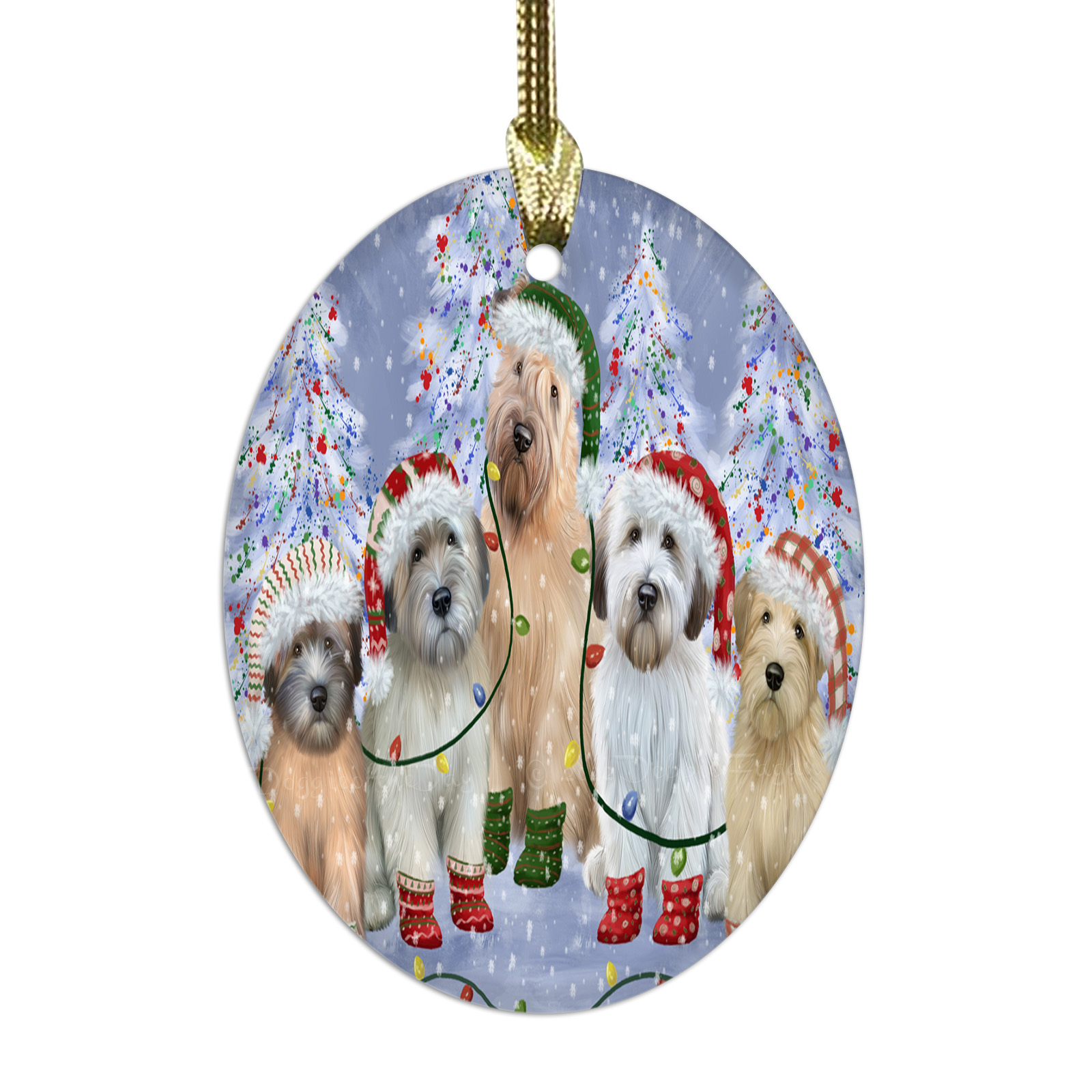 Wheaten Terrier Dog Oval Glass Christmas Hanging Ornaments X-mas Tree Decoration - Picture 18 of 77