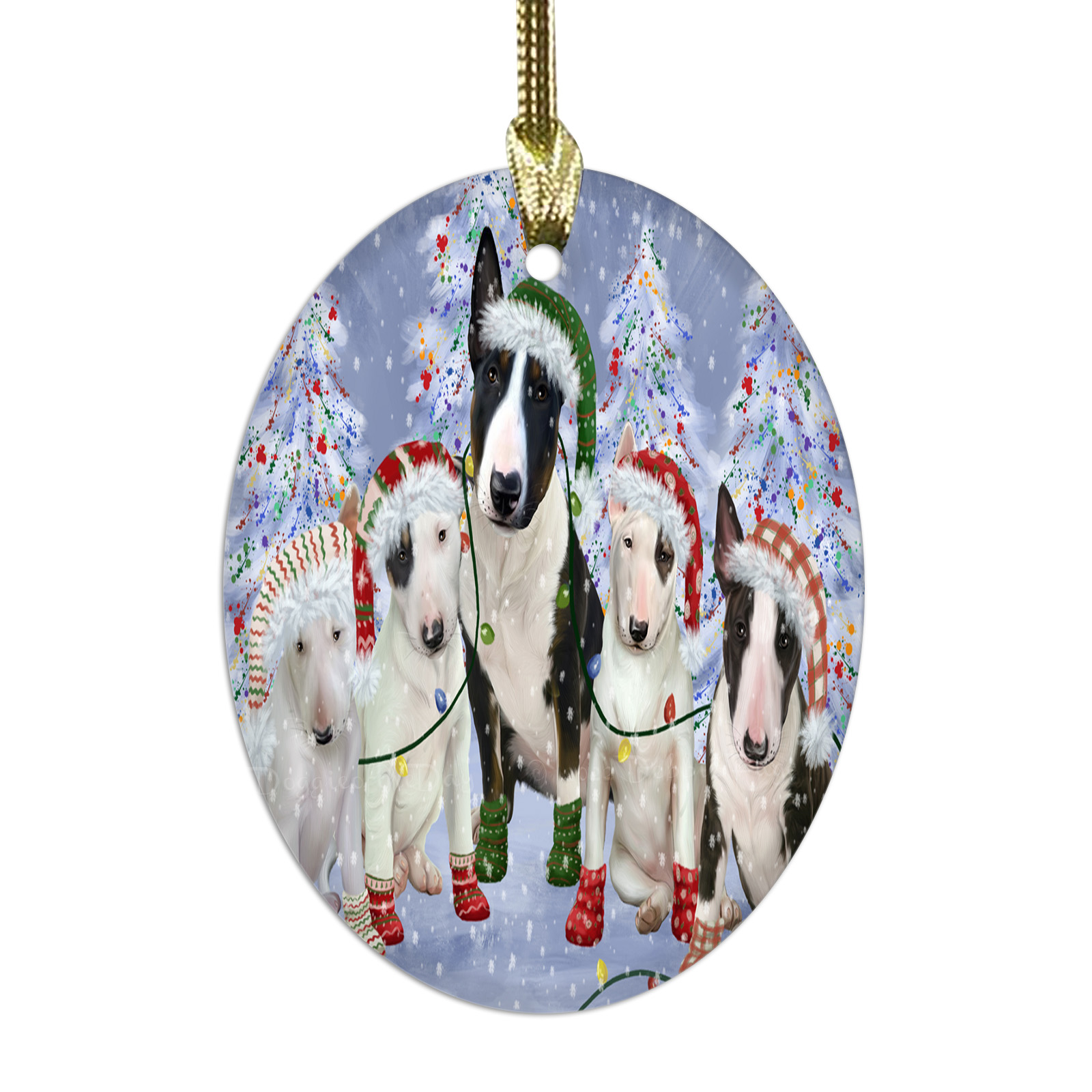 Bull Terrier cane ovale vetro decorazioni natalizie da appendere albero di natale - Foto 17 di 60